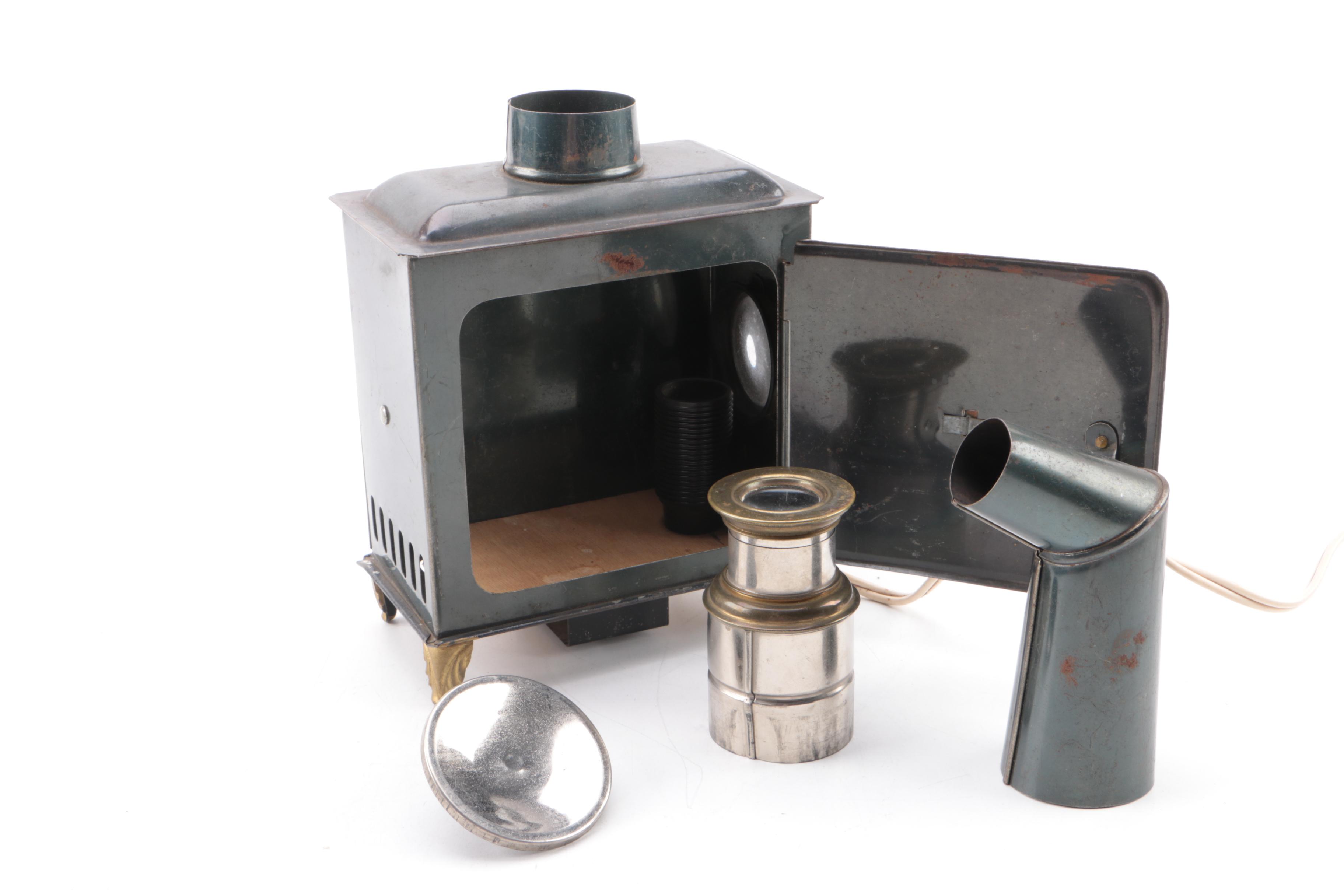 Antique Ernst Plank Magic Lantern with Slides