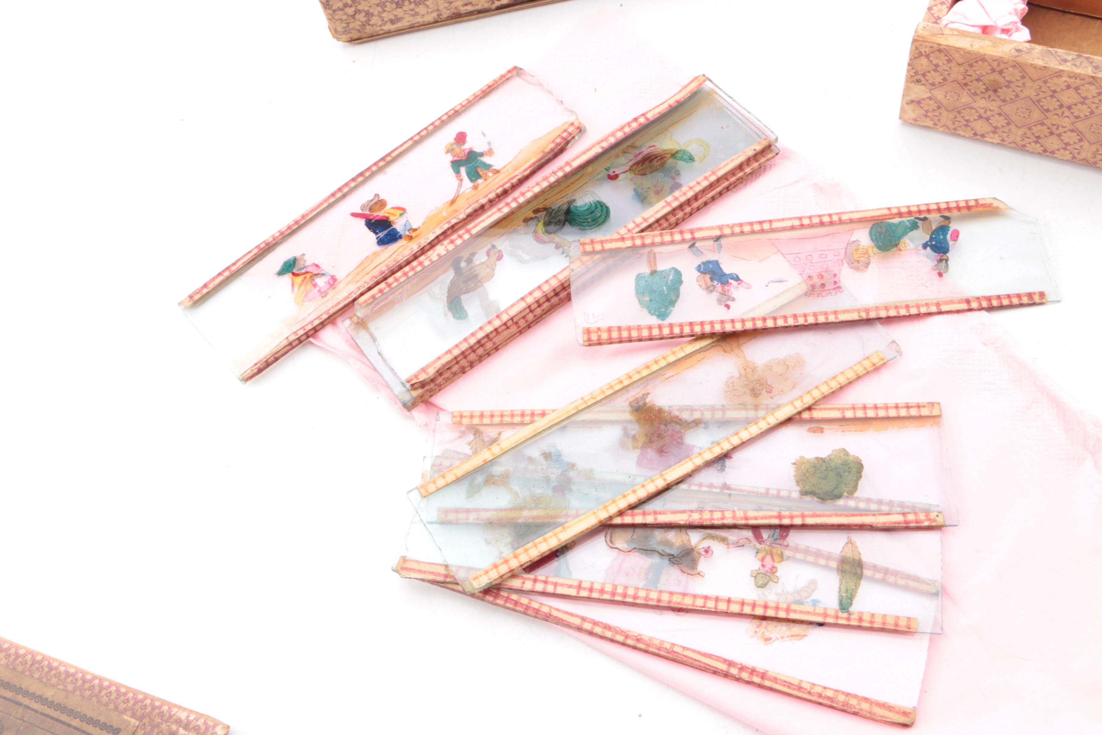 Antique Ernst Plank Magic Lantern with Slides