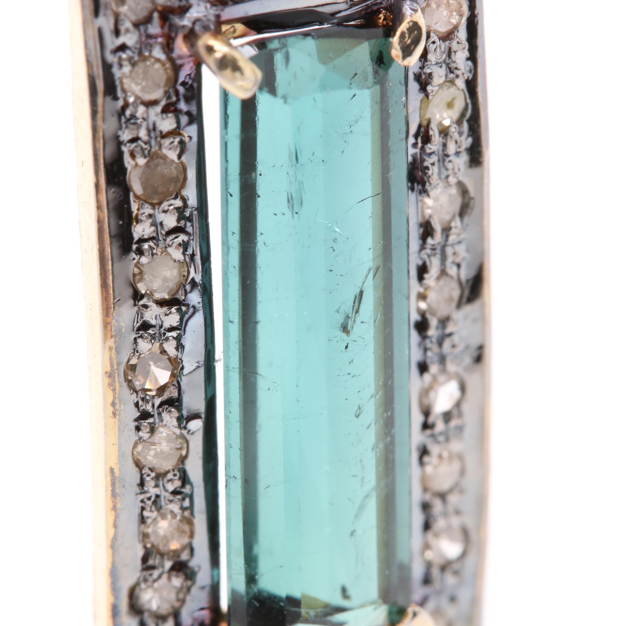 Sterling Silver 3.15 CT Tourmaline and Diamond Pendant