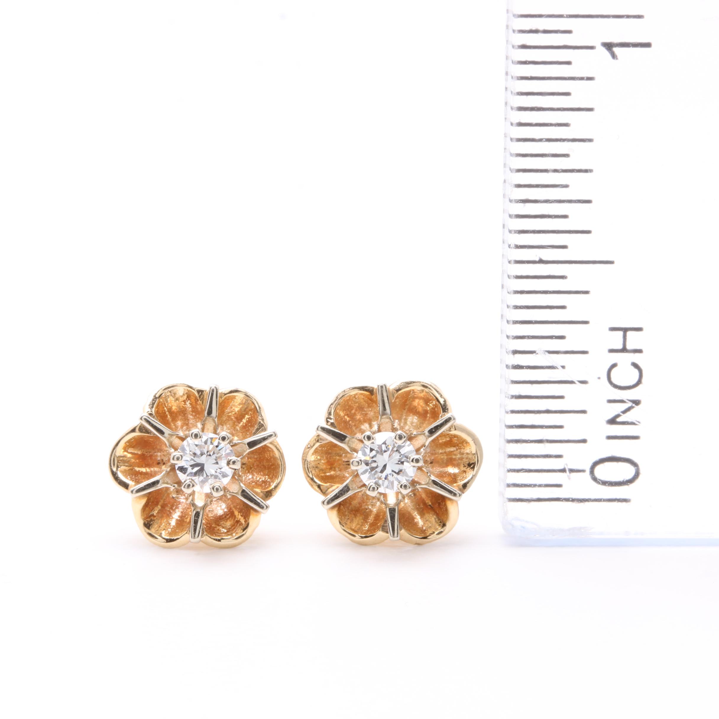 14K Yellow Gold Diamond Earrings