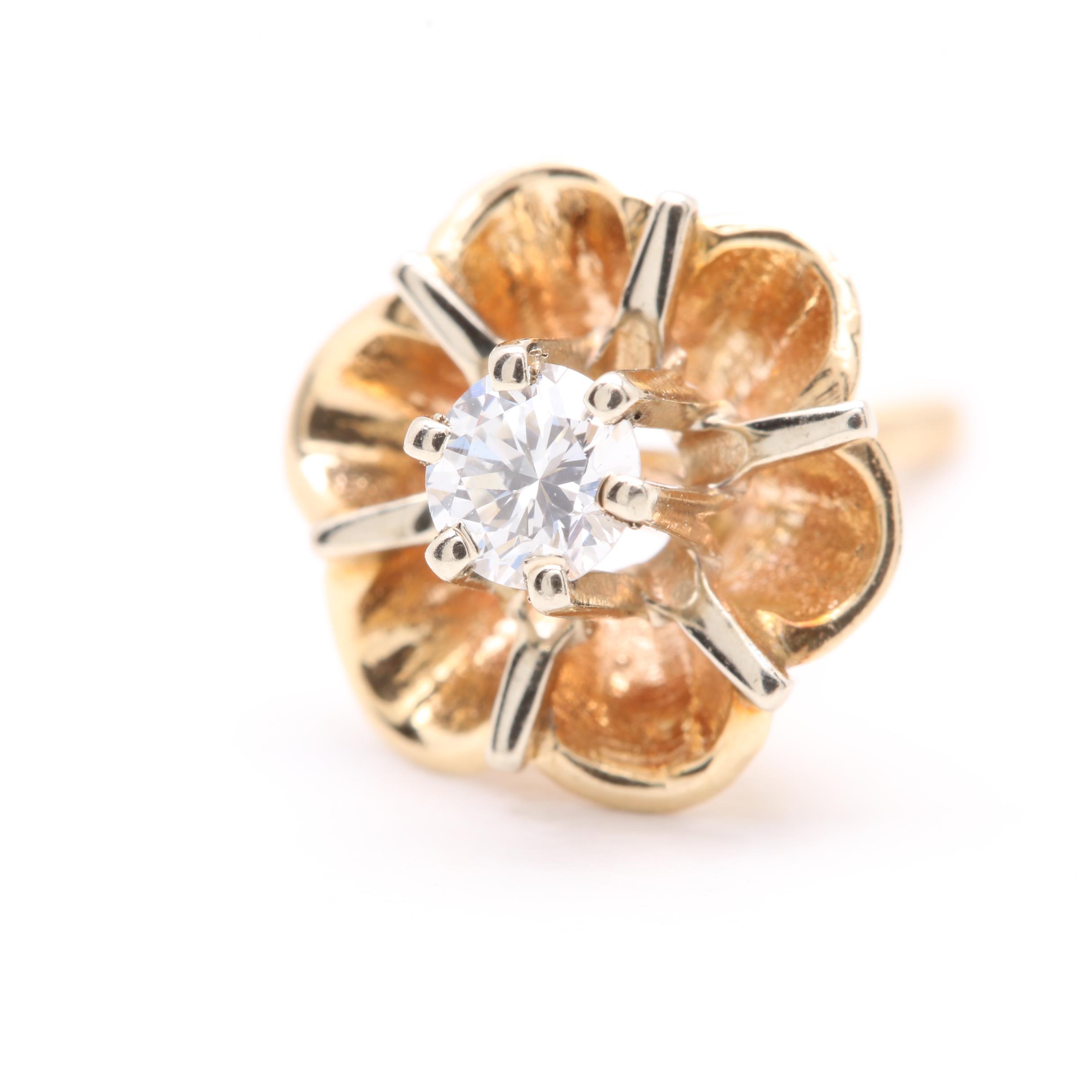 14K Yellow Gold Diamond Earrings