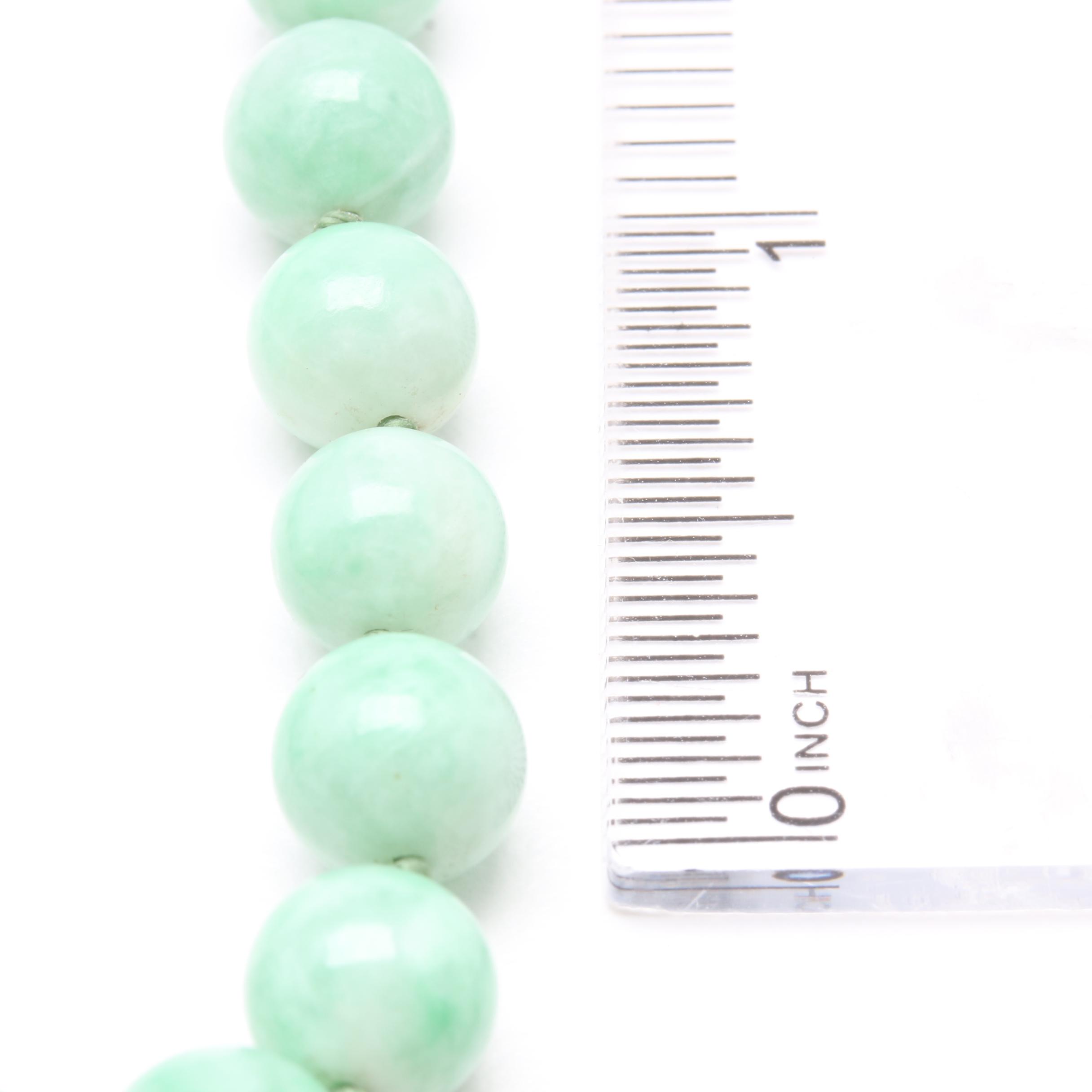 14K White Gold Jadeite Necklace