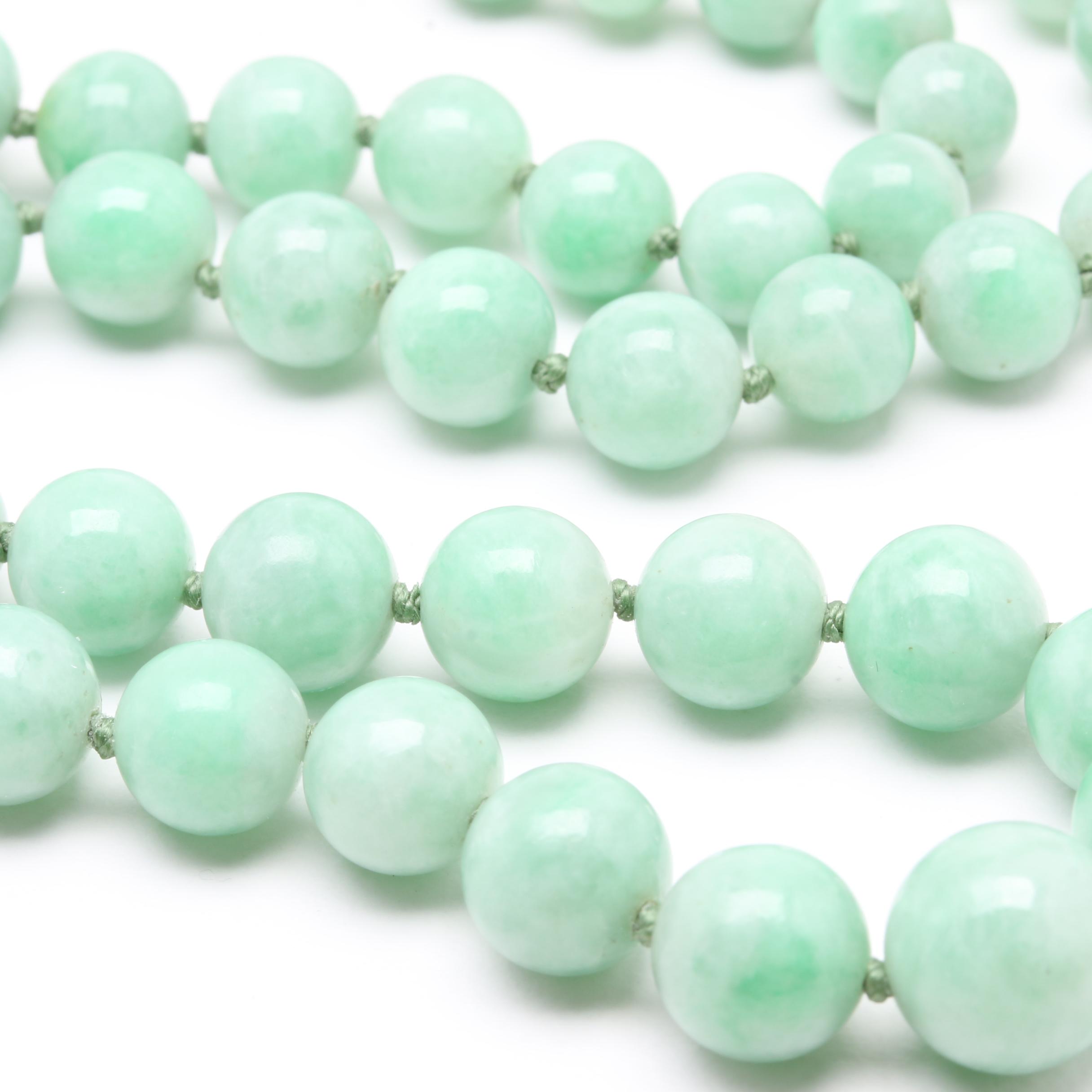 14K White Gold Jadeite Necklace