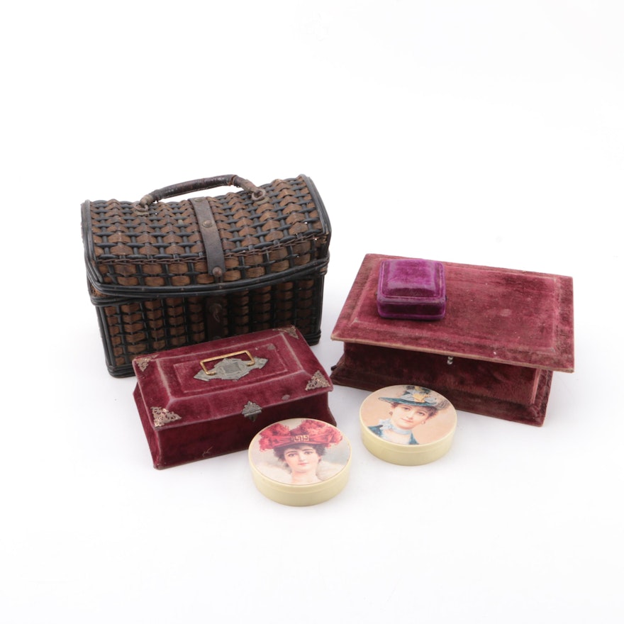 Vintage Decorative Boxes and Sewing Basket