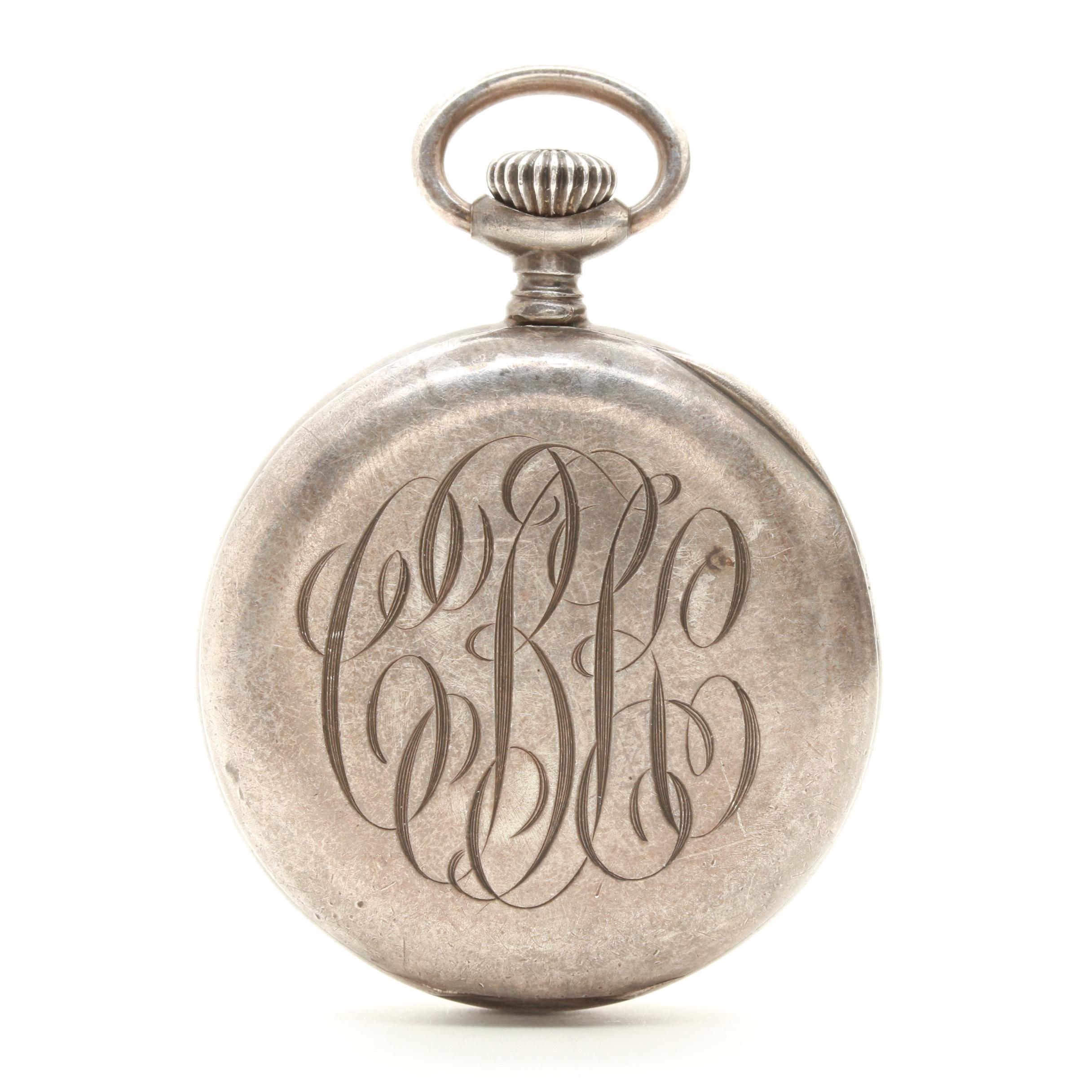 Antique Longines 935 Silver Open Face Pocket Watch