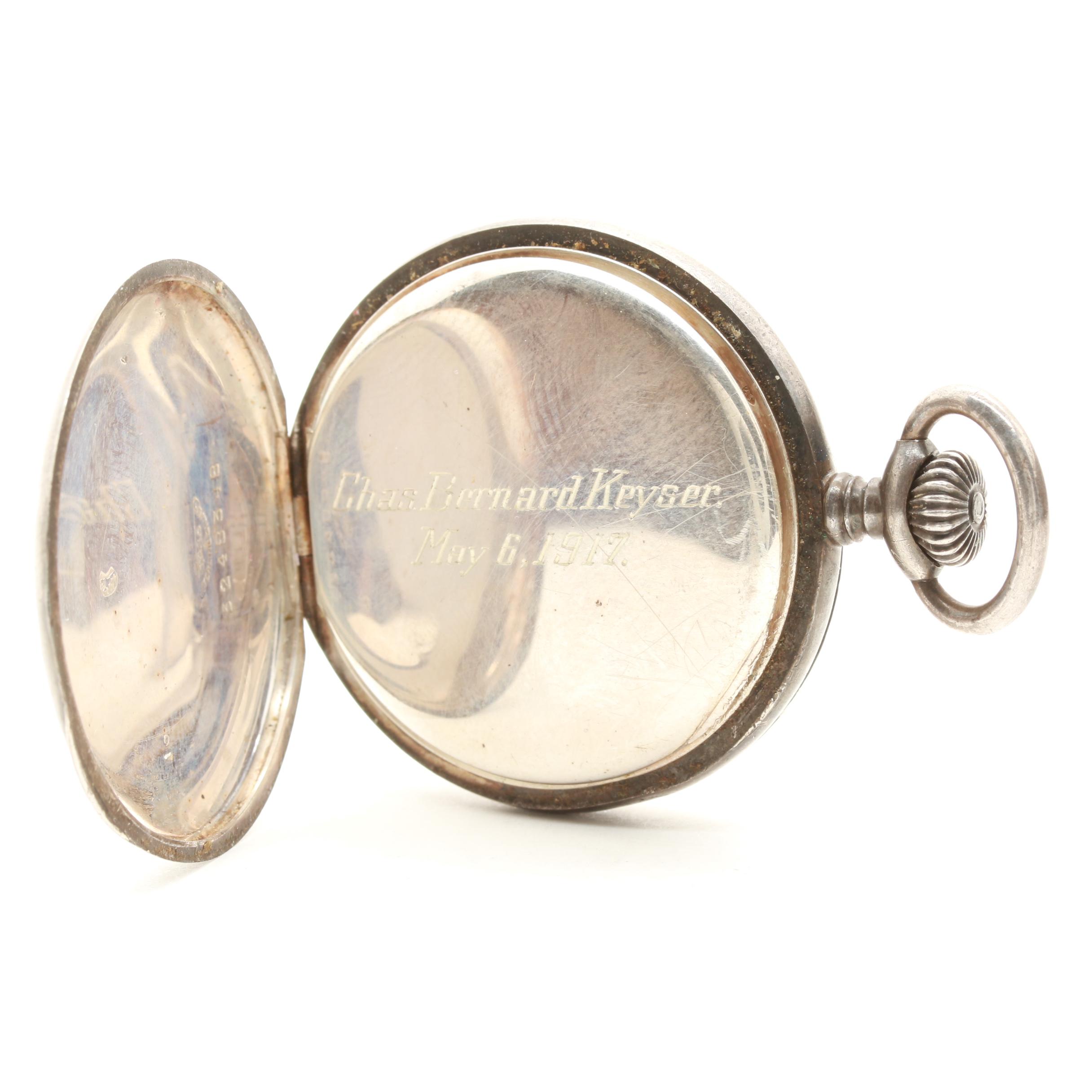 Antique Longines 935 Silver Open Face Pocket Watch