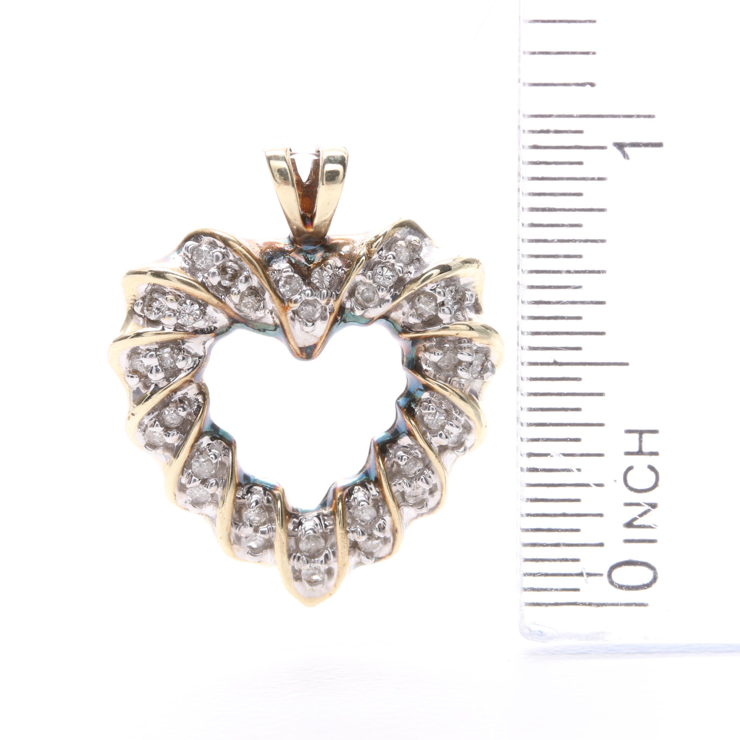 10K Yellow Gold Diamond Heart Pendant