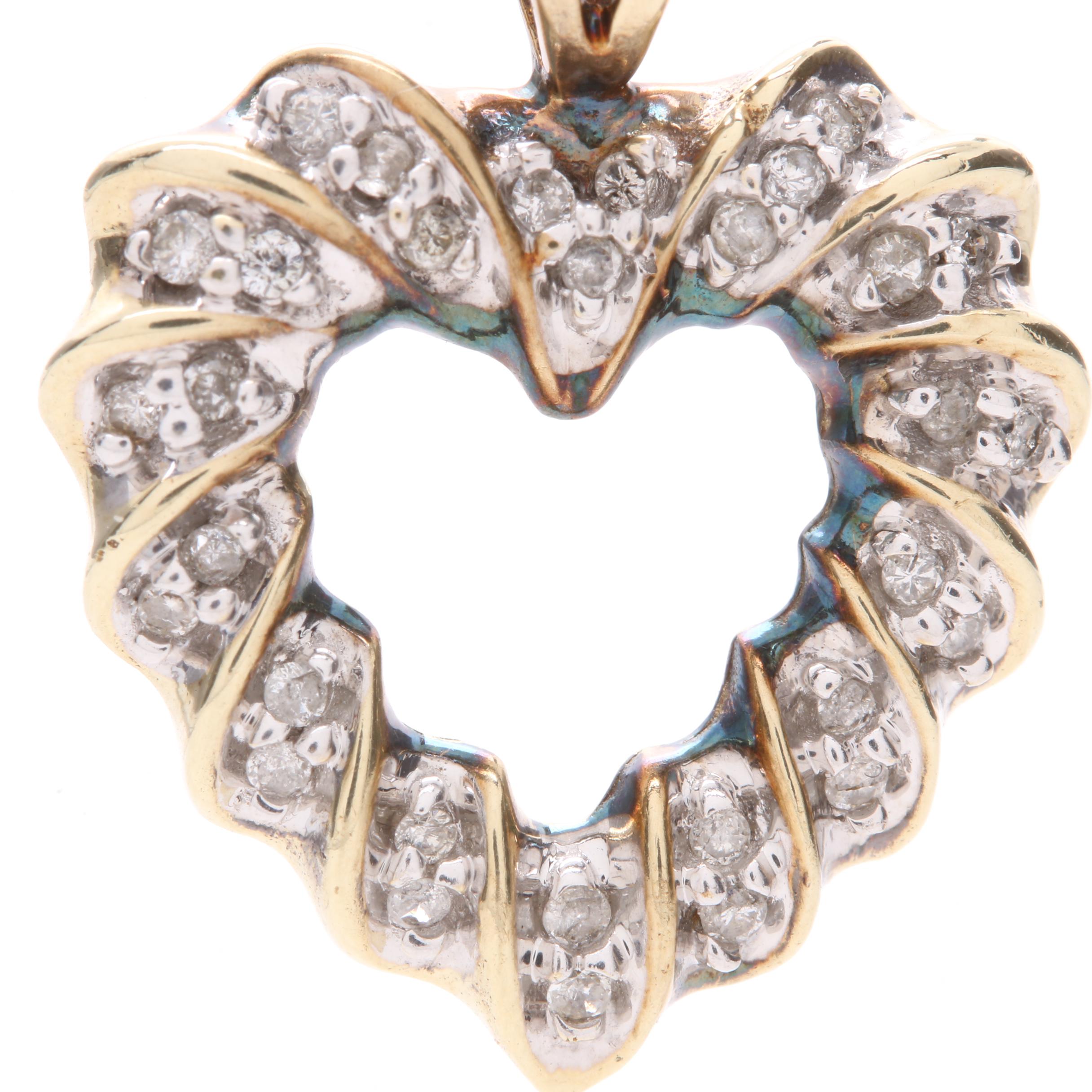 10K Yellow Gold Diamond Heart Pendant