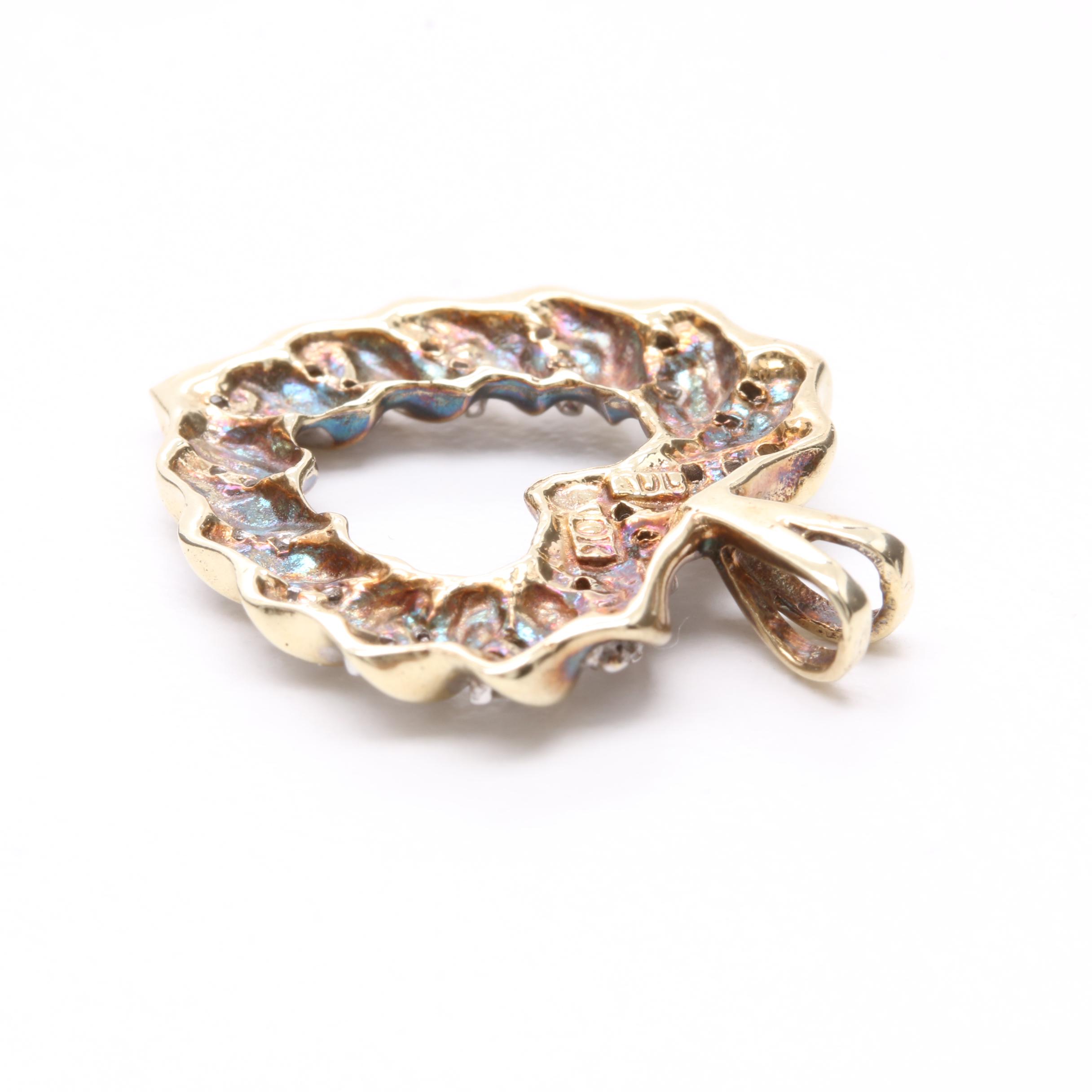 10K Yellow Gold Diamond Heart Pendant