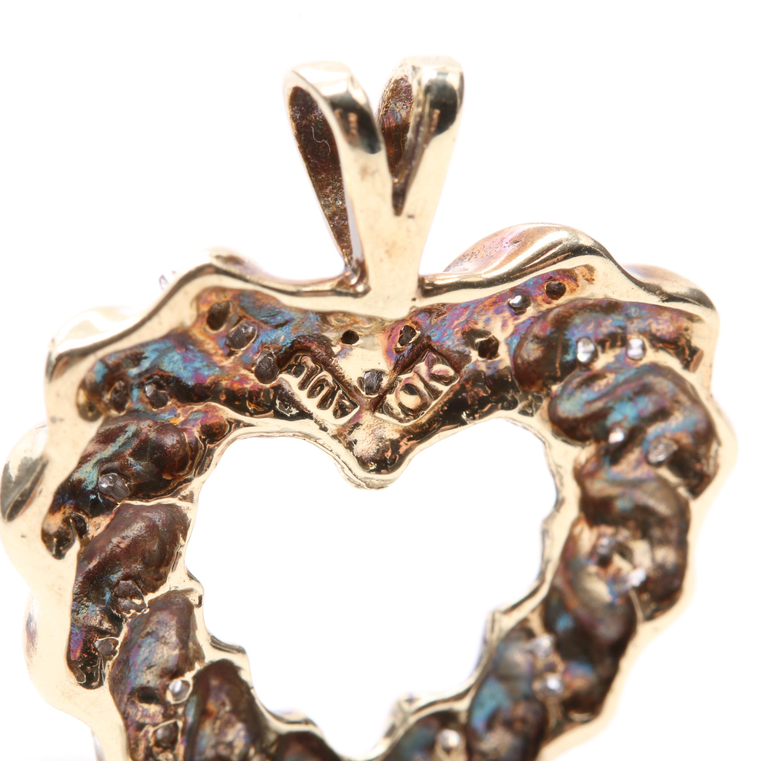 10K Yellow Gold Diamond Heart Pendant