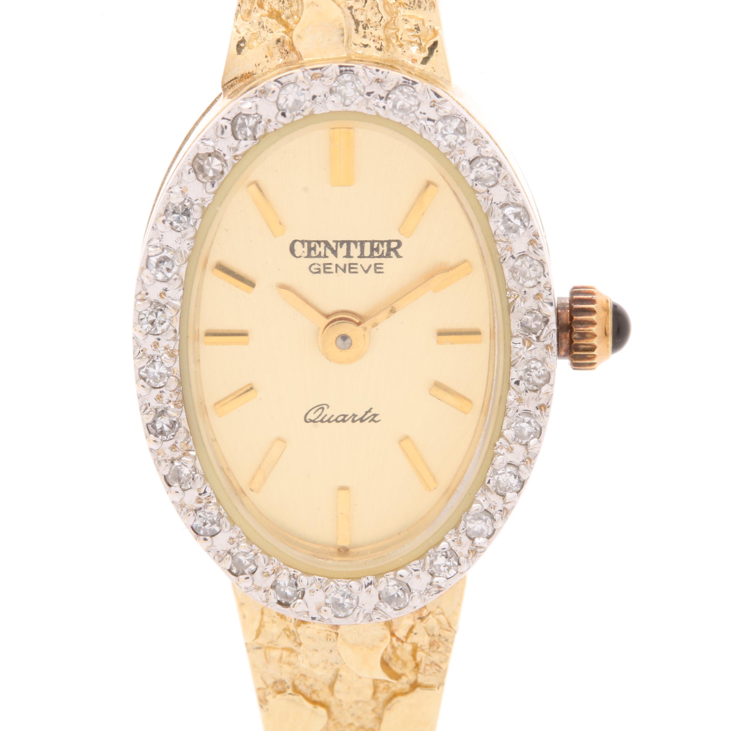 Geneve 14K Yellow Gold and Diamond Watch