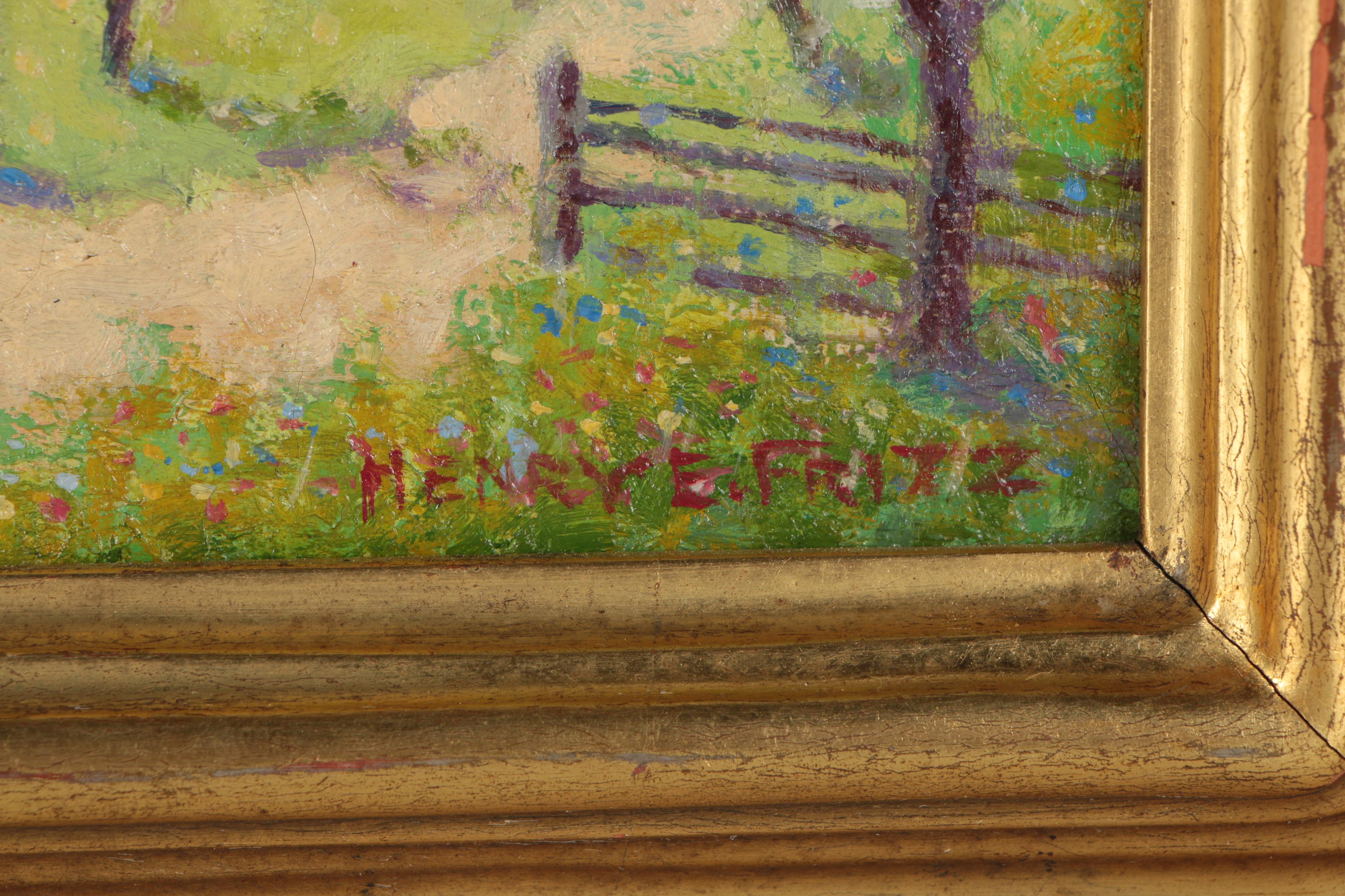 Henry E. Fritz Oil Painting "Spring, Bavaria, 1936" in Newcomb Macklin Frame