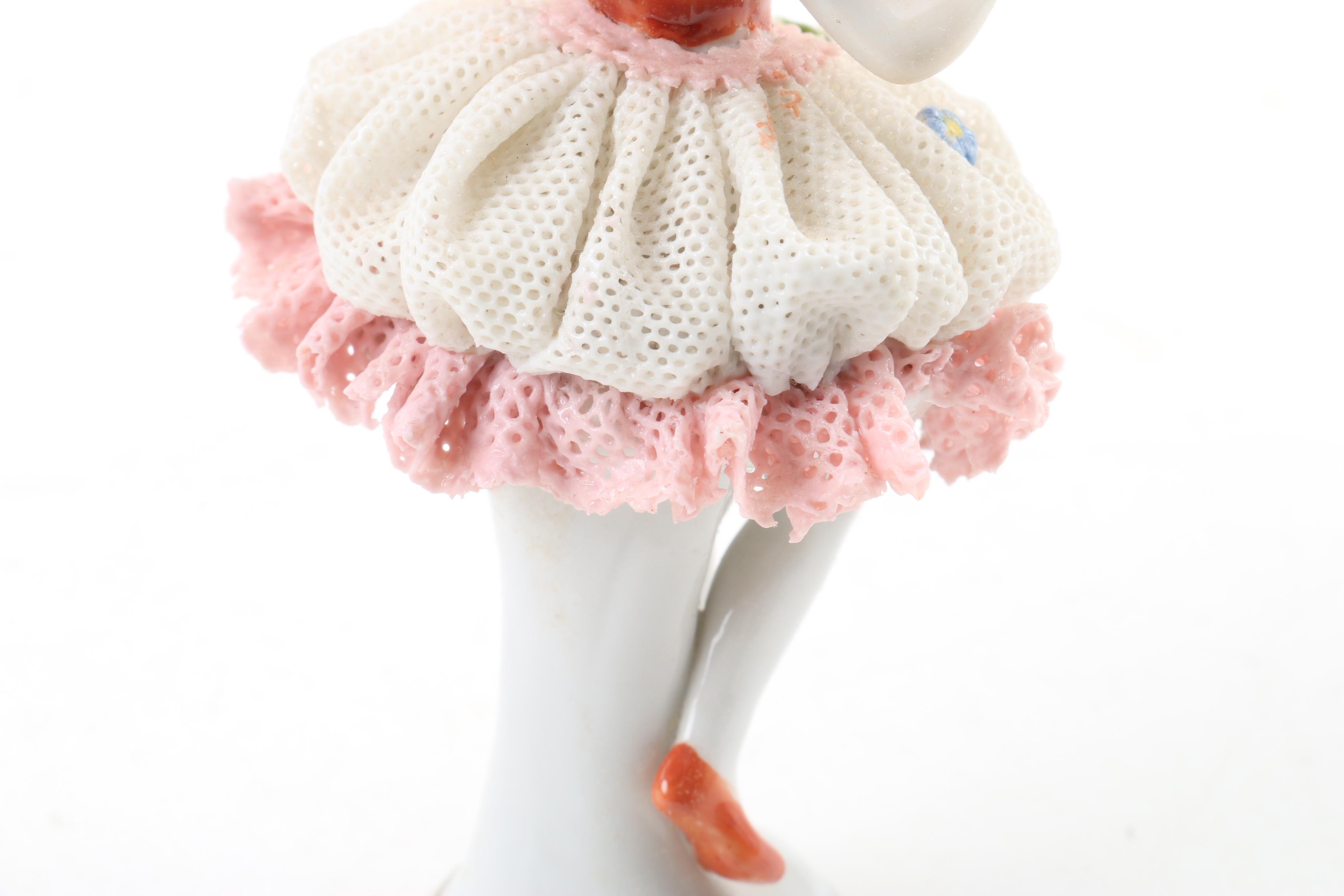 Oldest Volkstedt Dresden Porcelain Lace Porcelain Figurines