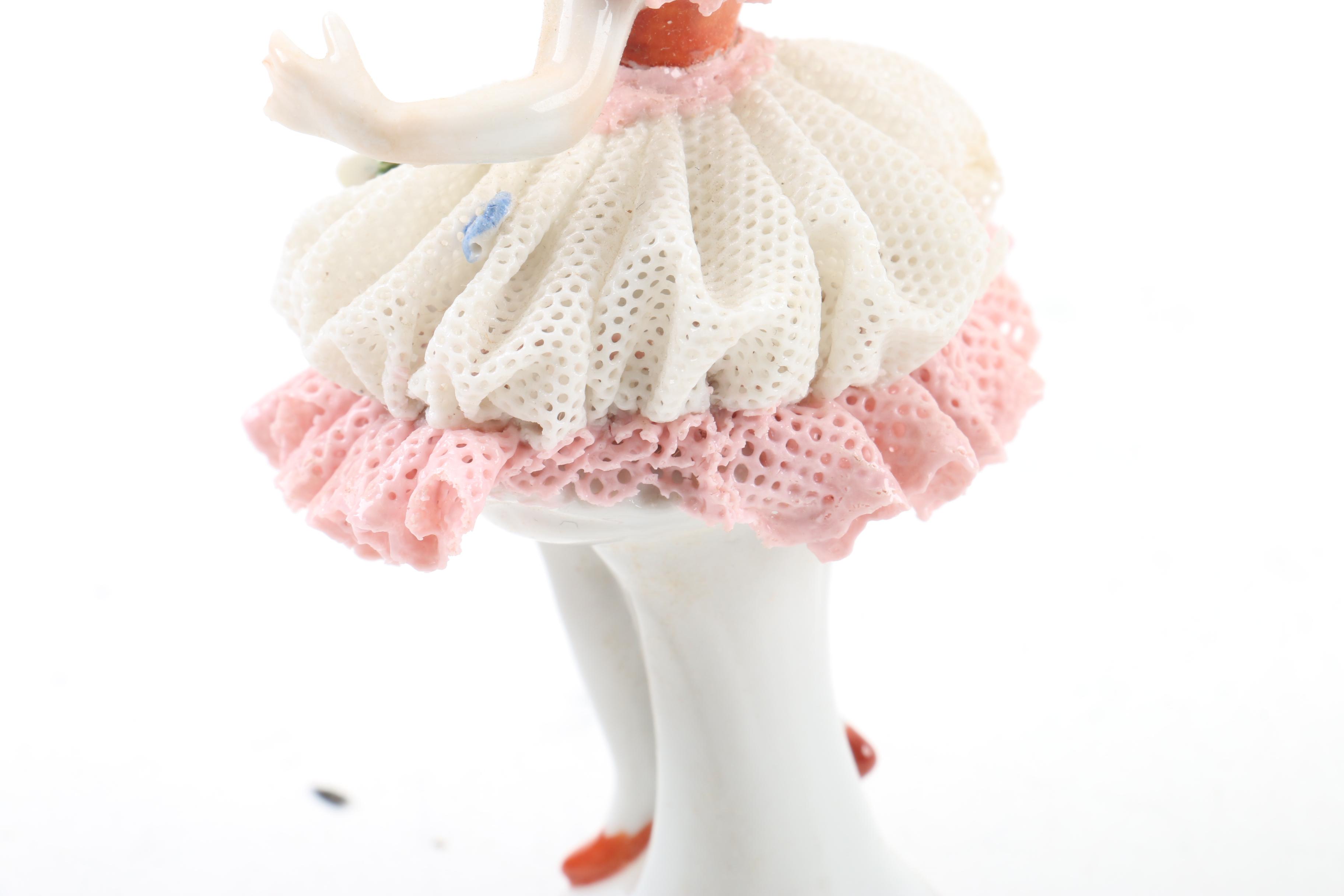 Oldest Volkstedt Dresden Porcelain Lace Porcelain Figurines