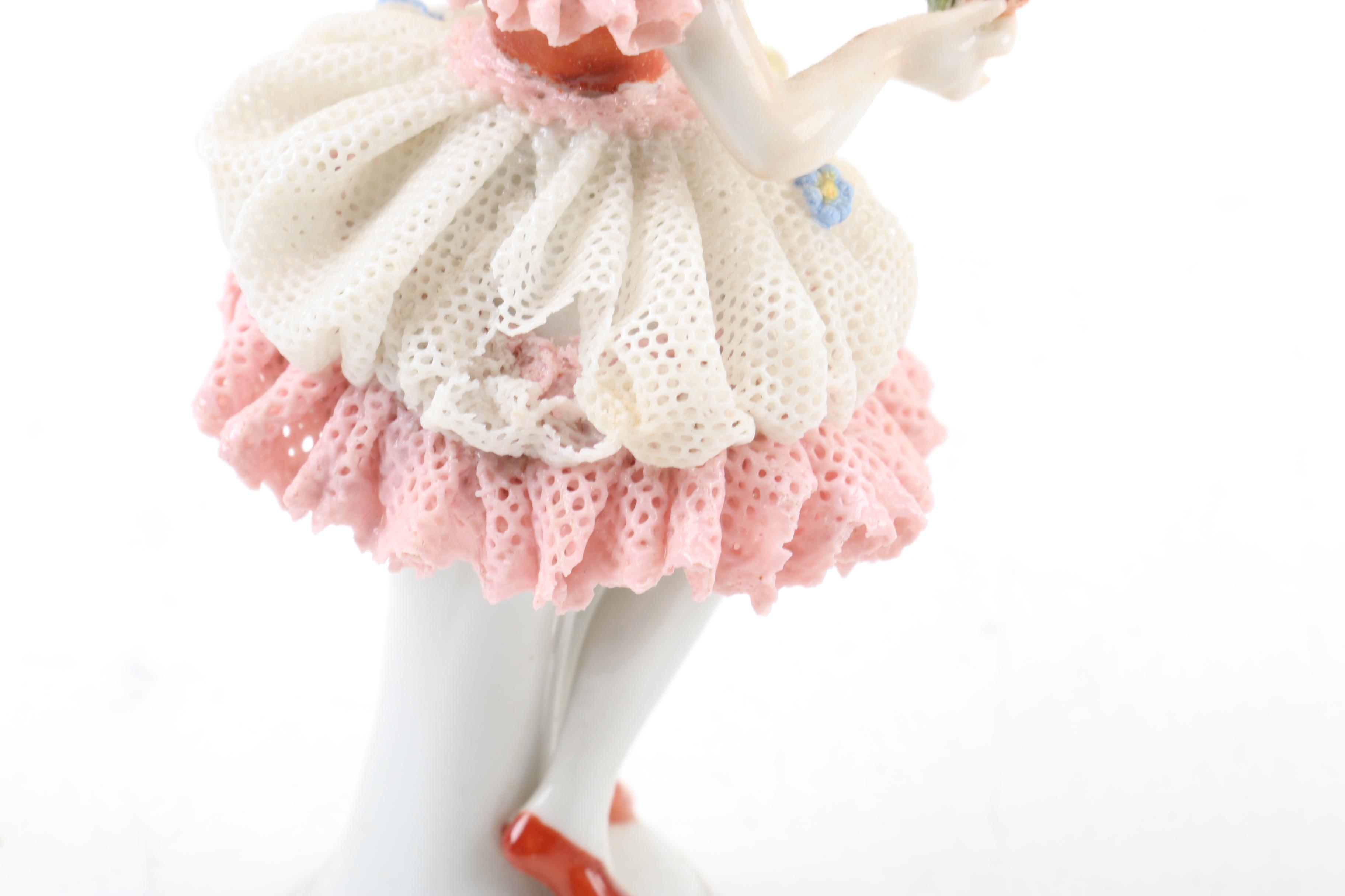 Oldest Volkstedt Dresden Porcelain Lace Porcelain Figurines