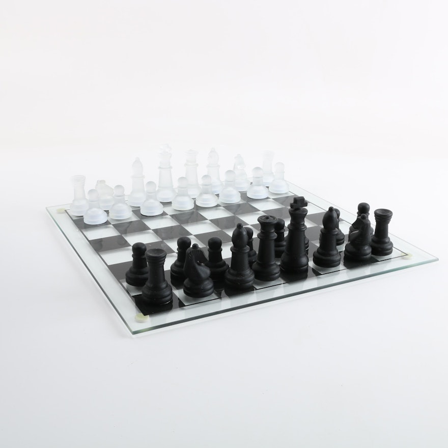 Westminster Black and White Glass Chess Set
