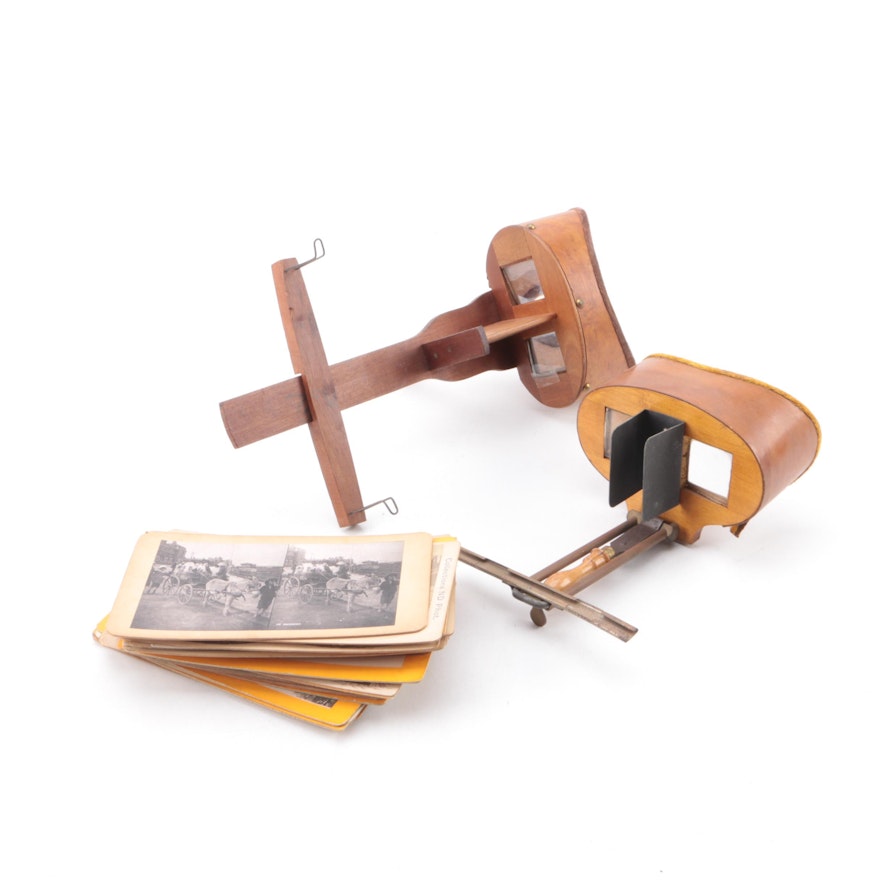 Antique Wooden Stereoscopes with Stereo Cards