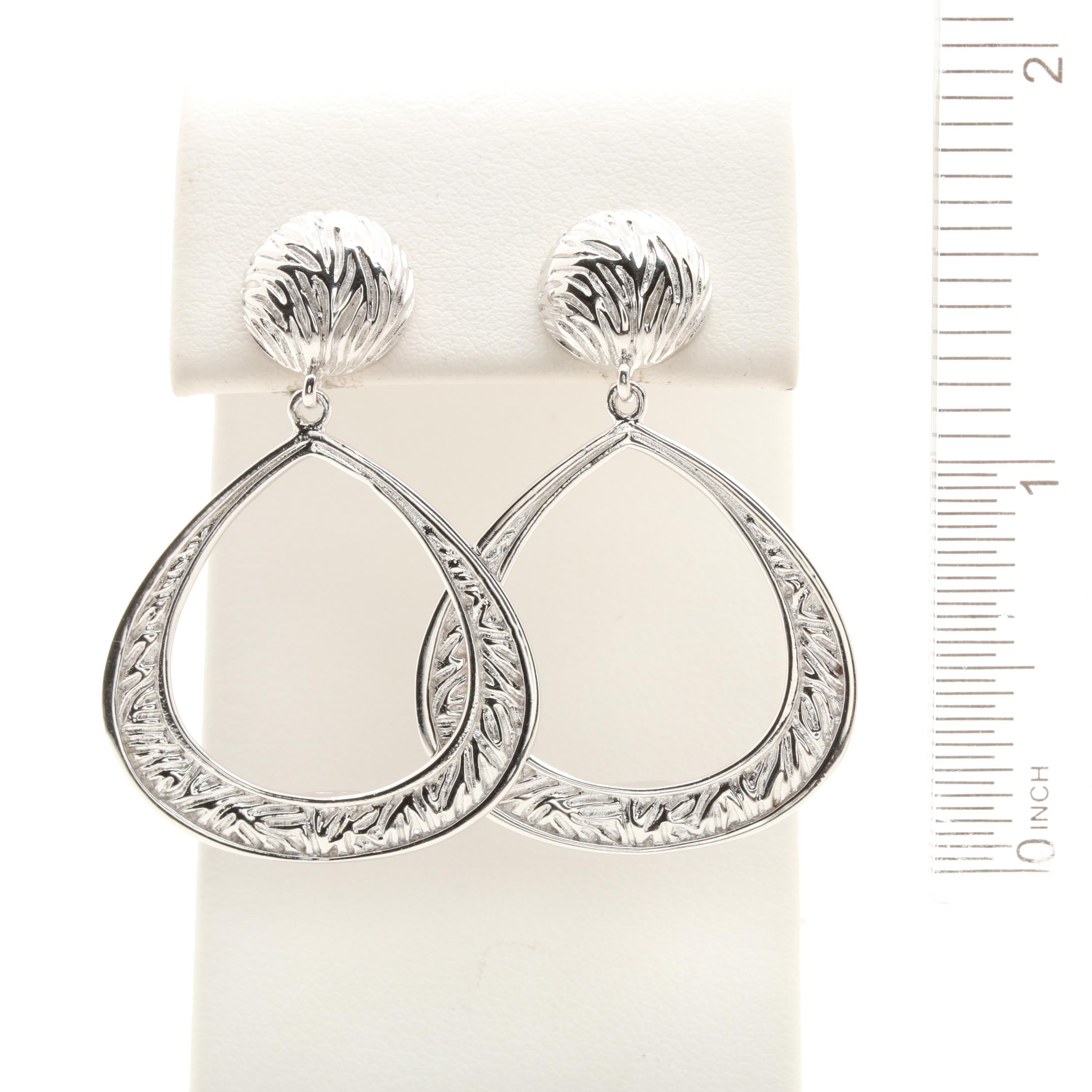 Elle Sterling Silver Ruby Textured Drop Earrings