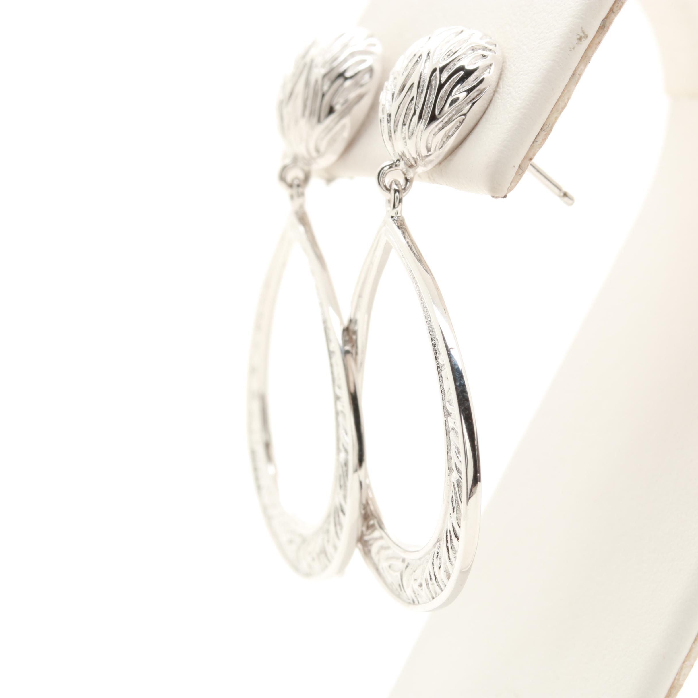 Elle Sterling Silver Ruby Textured Drop Earrings