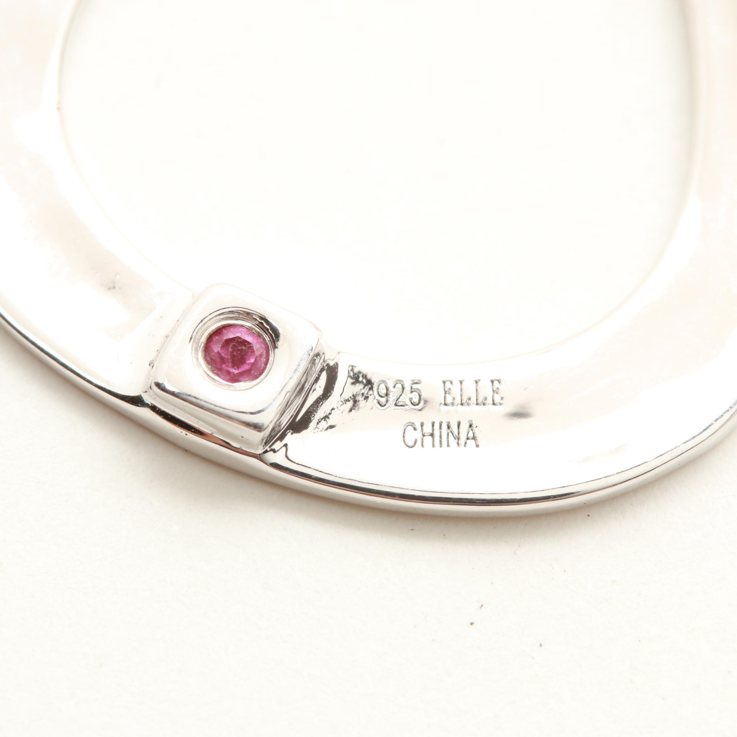 Elle Sterling Silver Ruby Textured Drop Earrings