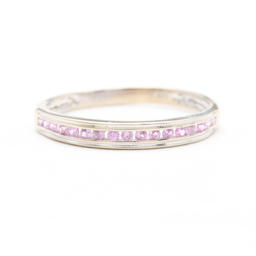 14K White Gold Pink Sapphire Ring