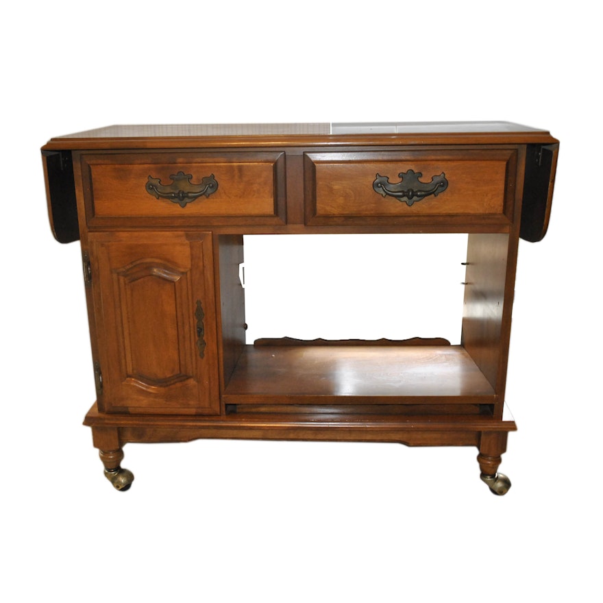 Colonial Style Drop Leaf Buffet Table with Casters