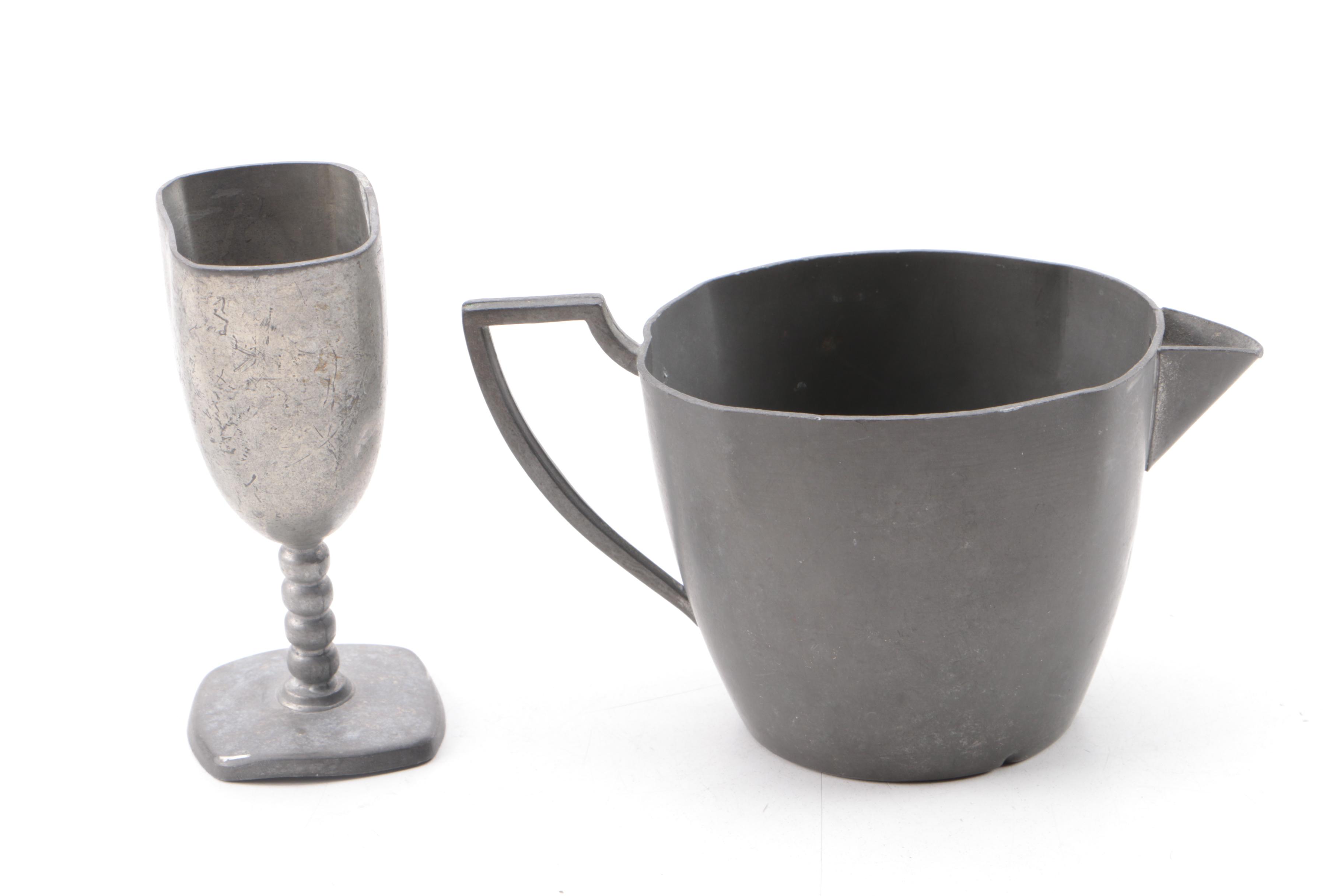 Vintage Pewter Serveware Featuring Rice, Pilgrim, and National