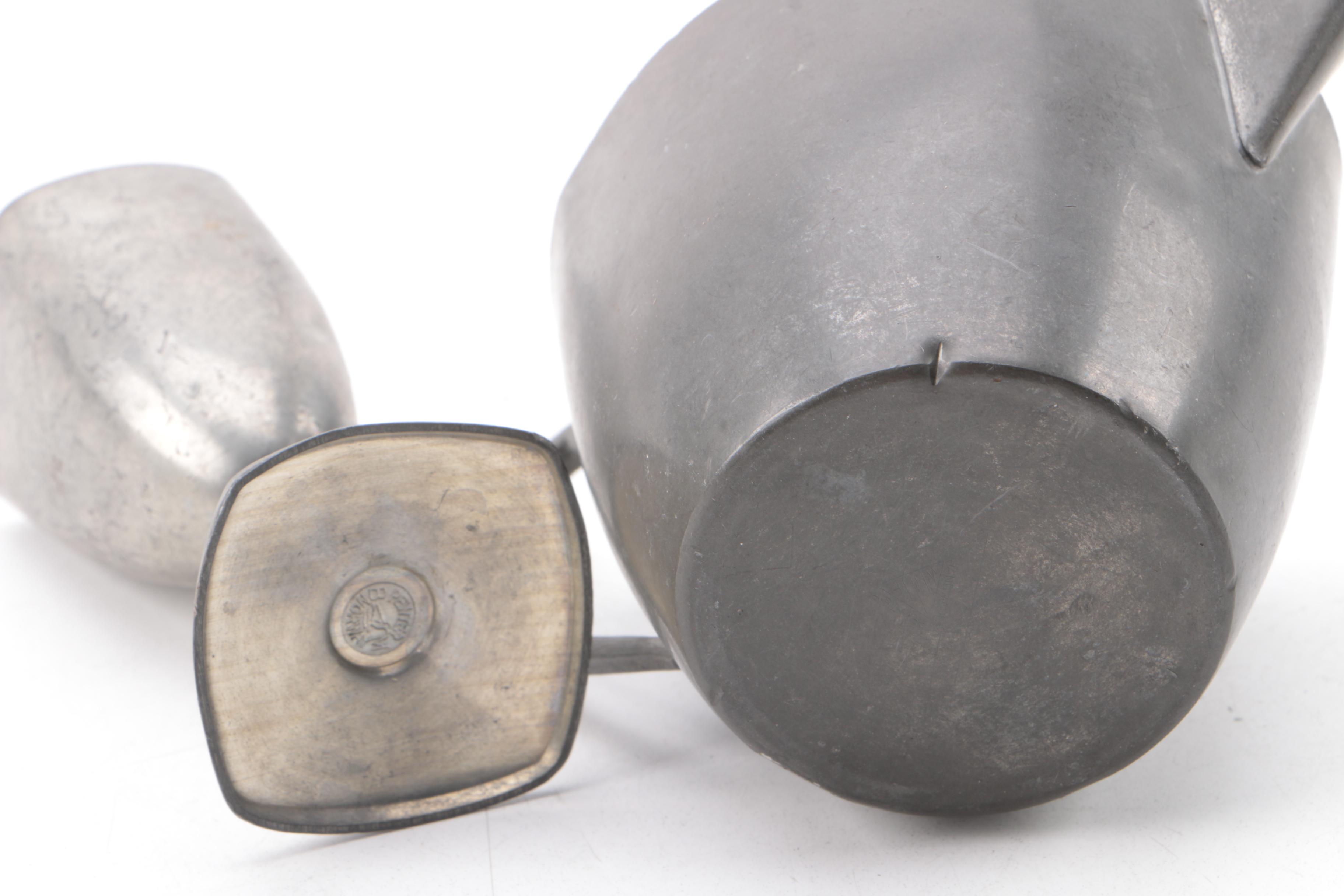 Vintage Pewter Serveware Featuring Rice, Pilgrim, and National