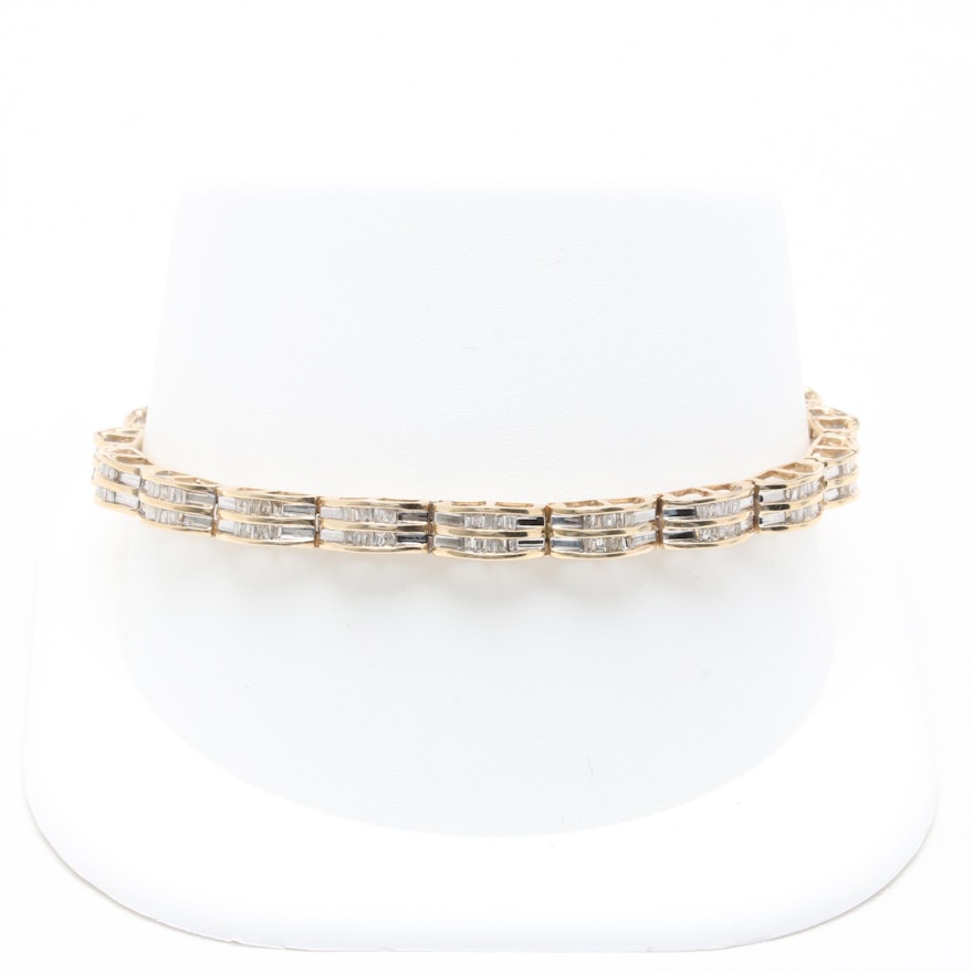 10K Yellow Gold 1.45 CTW Diamond Bracelet with White Gold Accents