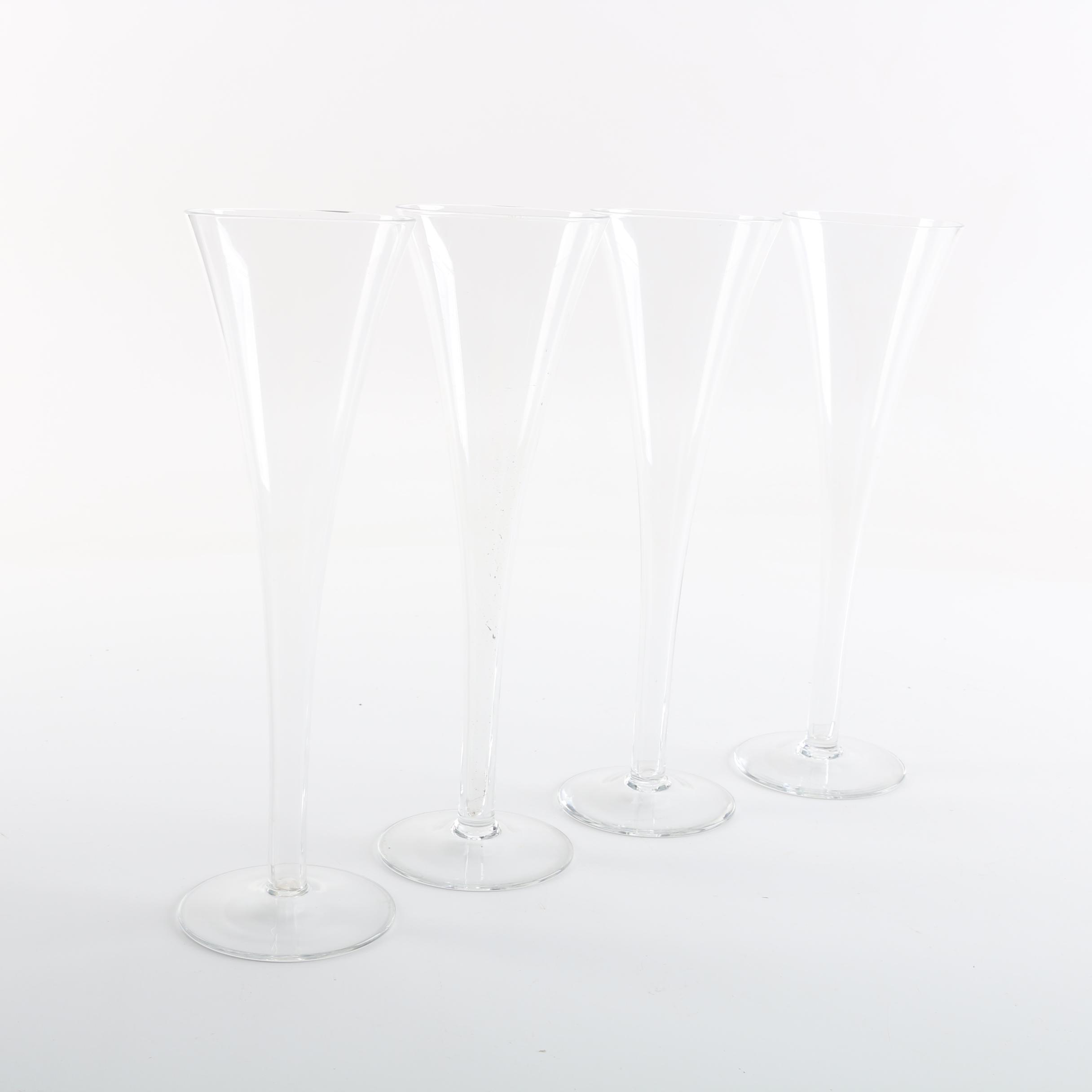Tiffany "Trumpet" Hollow Stemmed Crystal Champagne Flutes