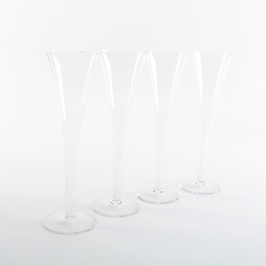 Tiffany "Trumpet" Hollow Stemmed Crystal Champagne Flutes