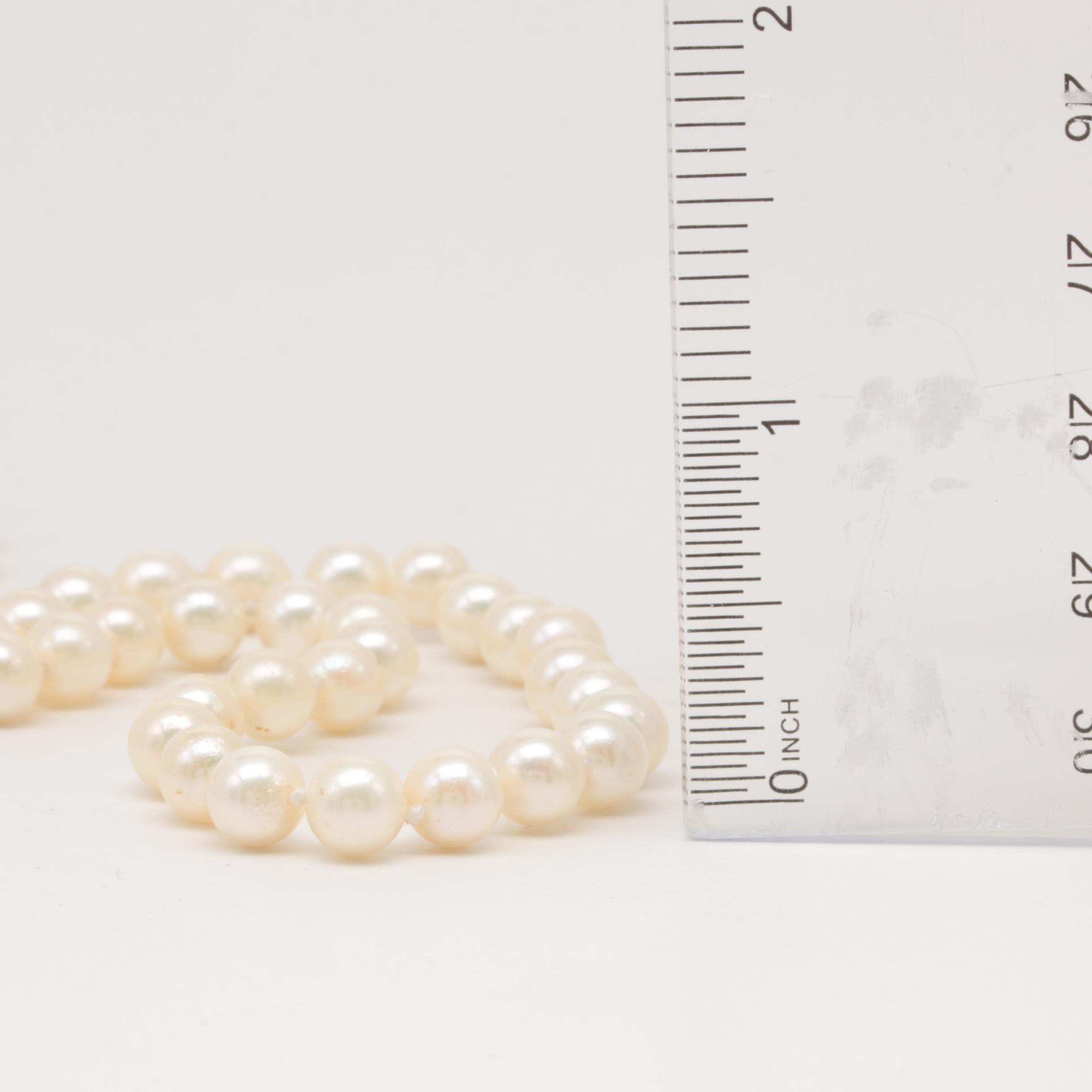 14K Yellow Gold Cultured Pearl Single Strand Necklace