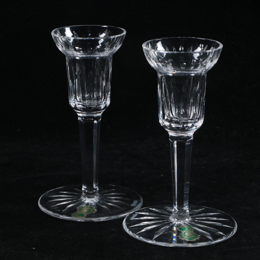 Pair of Waterford Crystal Single Light Candlesticks