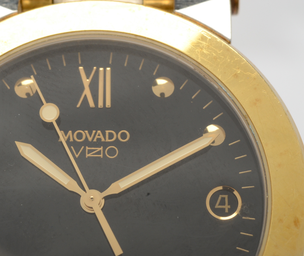 Movado "Vizio" 18K Yellow Gold Stainless Steel Watch