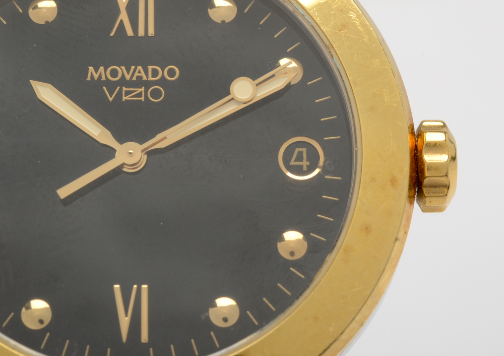 Movado "Vizio" 18K Yellow Gold Stainless Steel Watch