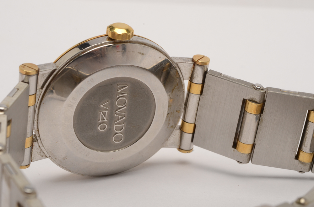 Movado "Vizio" 18K Yellow Gold Stainless Steel Watch