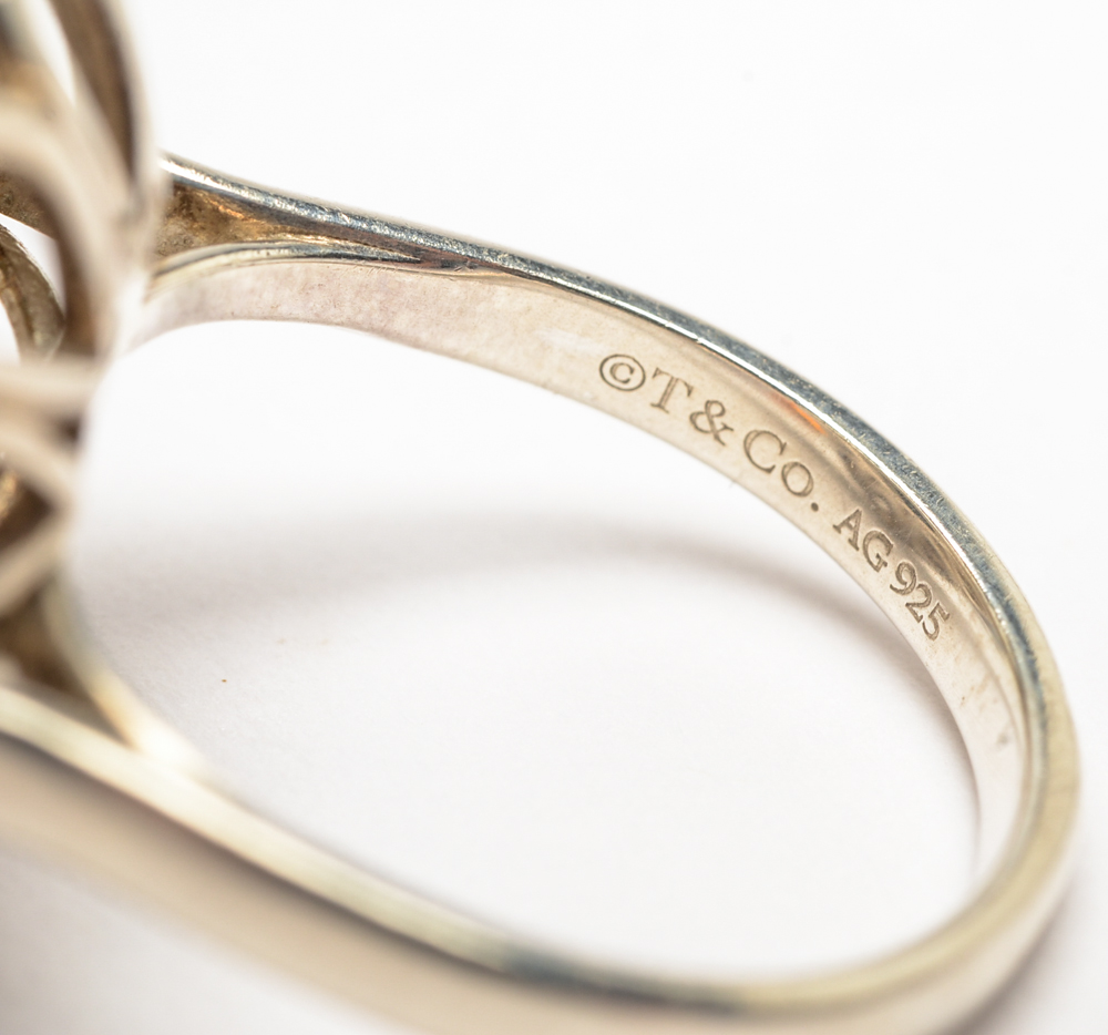 Tiffany & Co. "Ziegfeld Collection" Sterling Silver Black Onyx and Pearl Ring