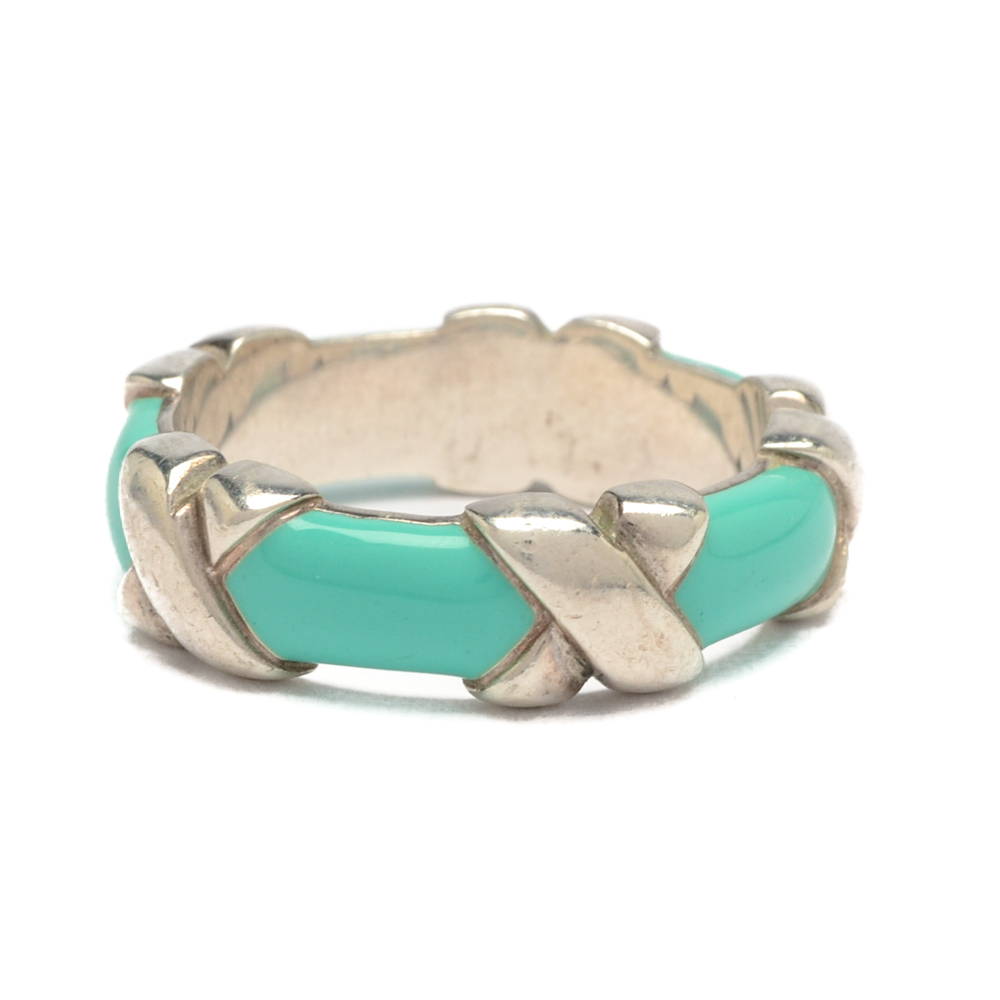 Tiffany & Co. "Signature X" Sterling Silver Enamel Ring