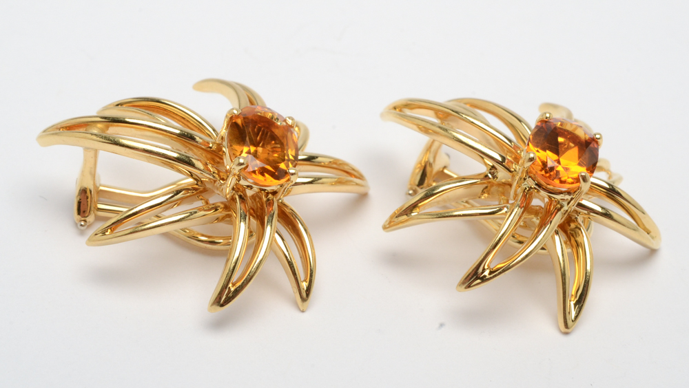 Tiffany & Co. 18K Yellow Gold Citrine "Fireworks" Earrings