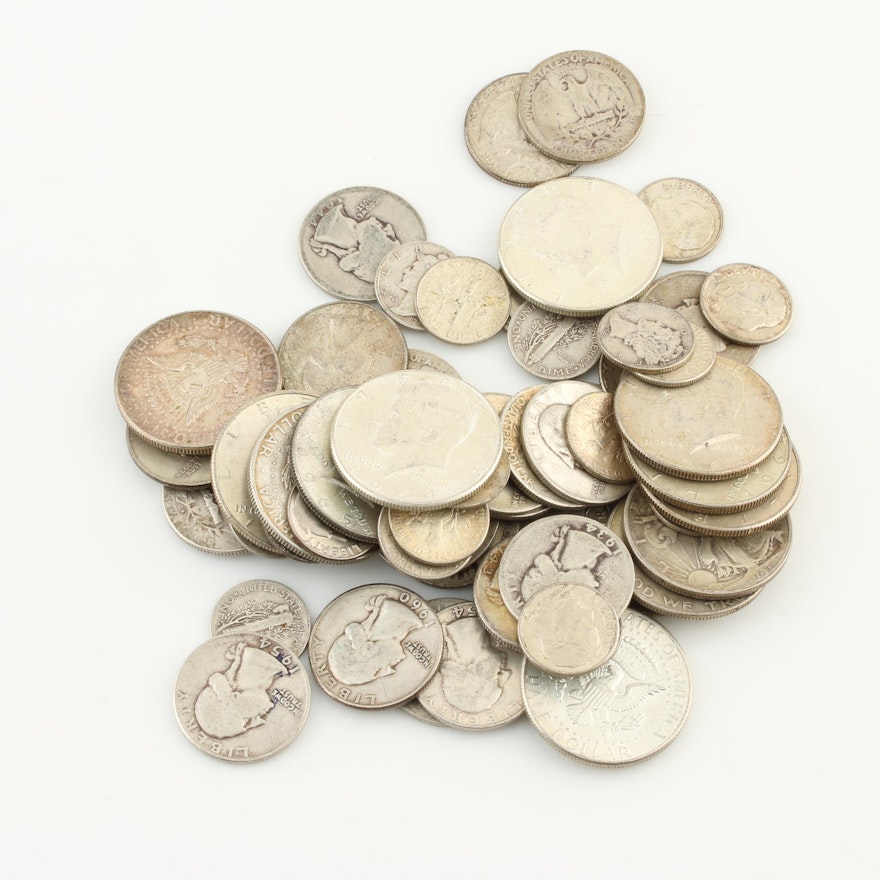 Group of Sixty-One Various Silver U.S. Coins