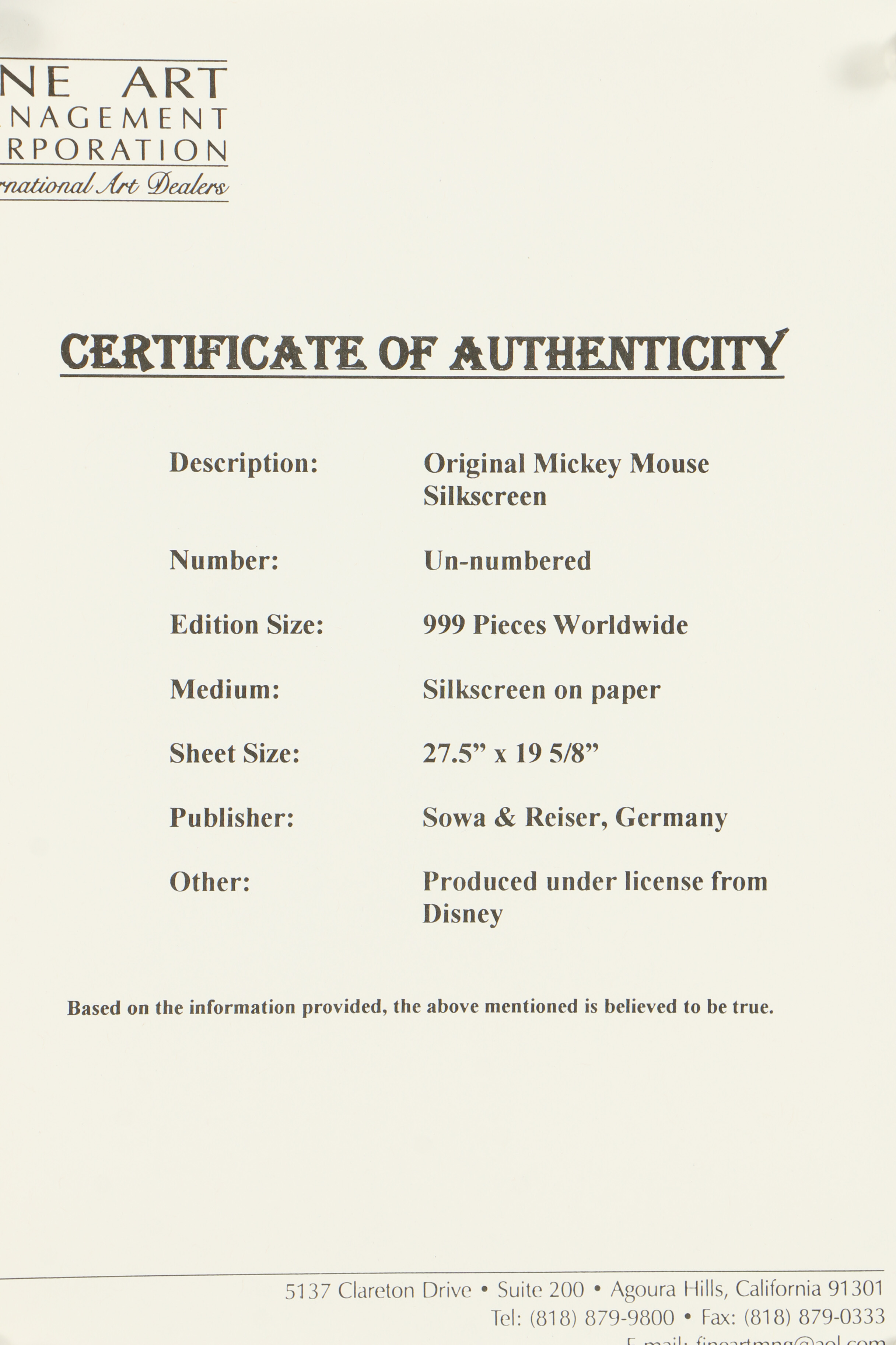 Sowa and Reiser Serigraph of Mickey Mouse