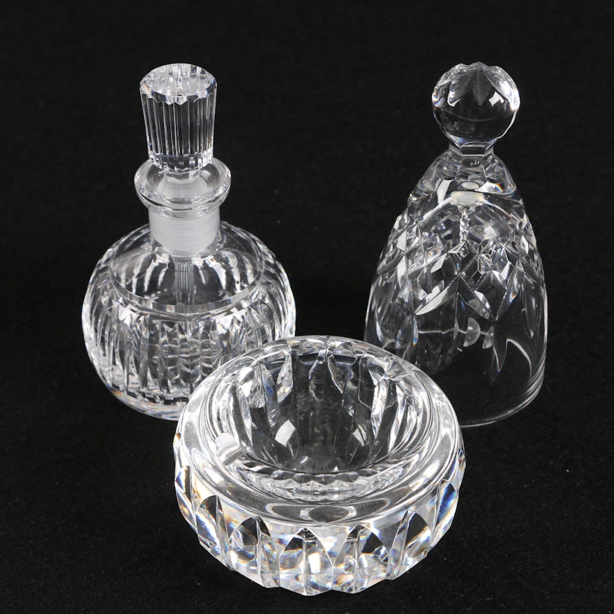 Waterford Crystal Perfume Bottle, Ash Receiver and Bell