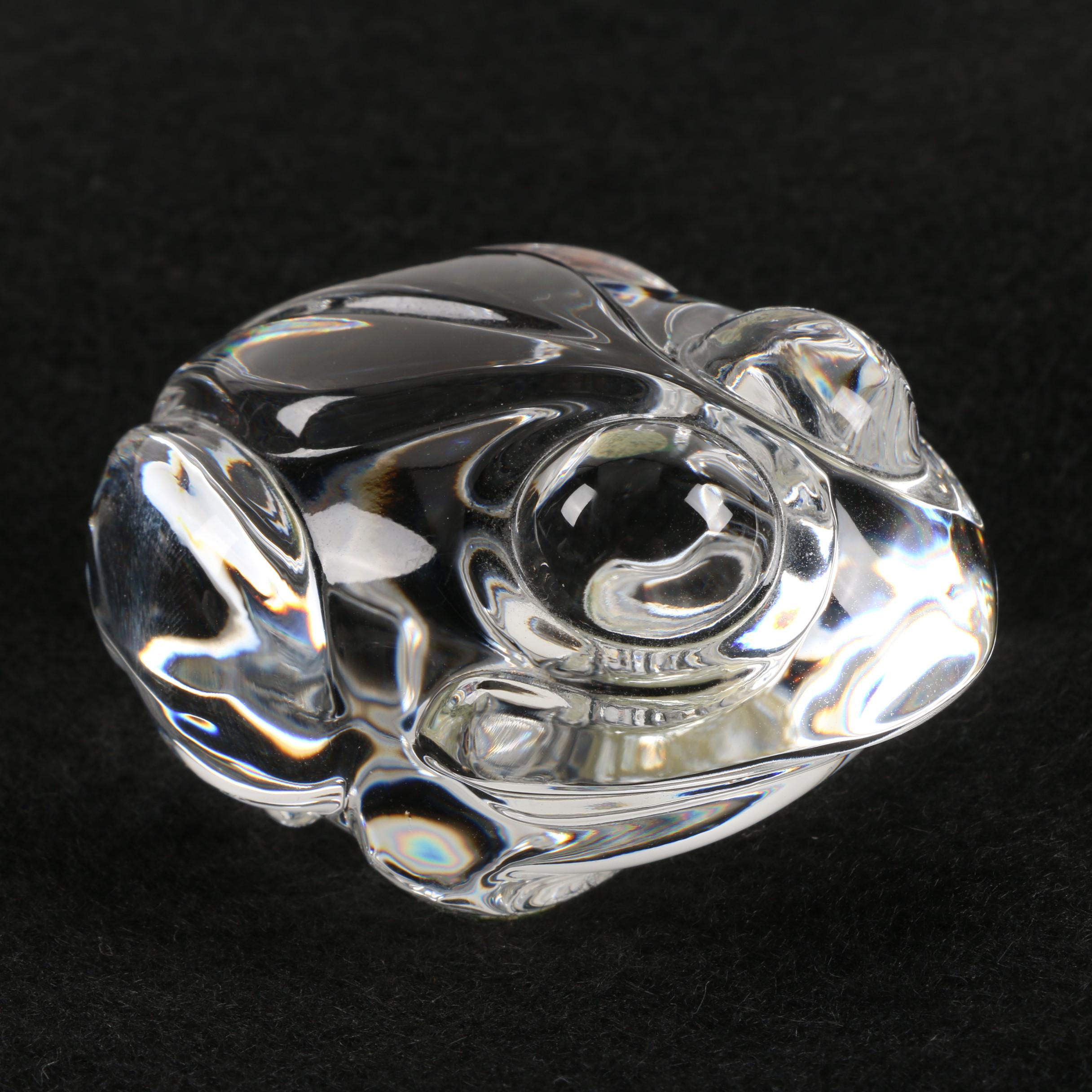 Steuben Crystal Frog Hand Cooler