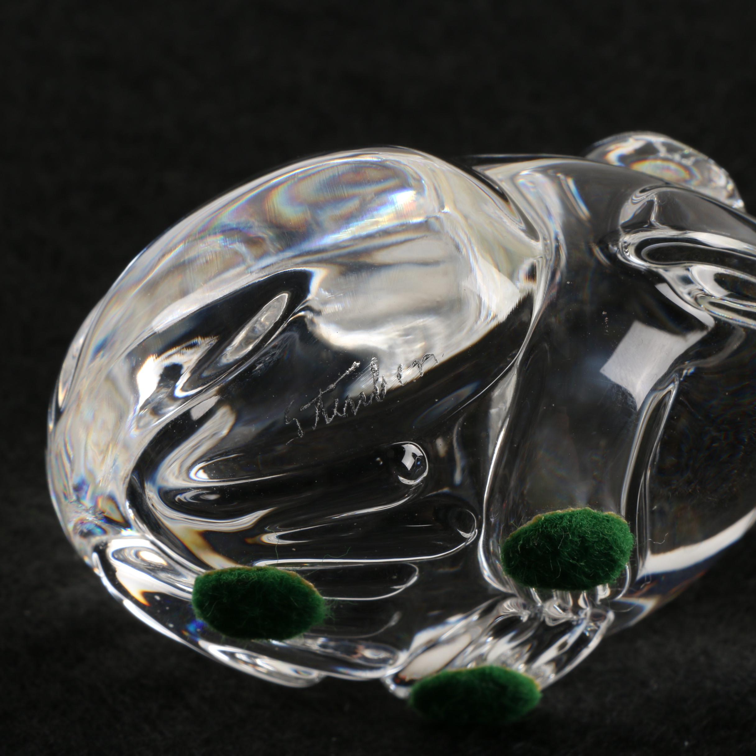 Steuben Crystal Frog Hand Cooler