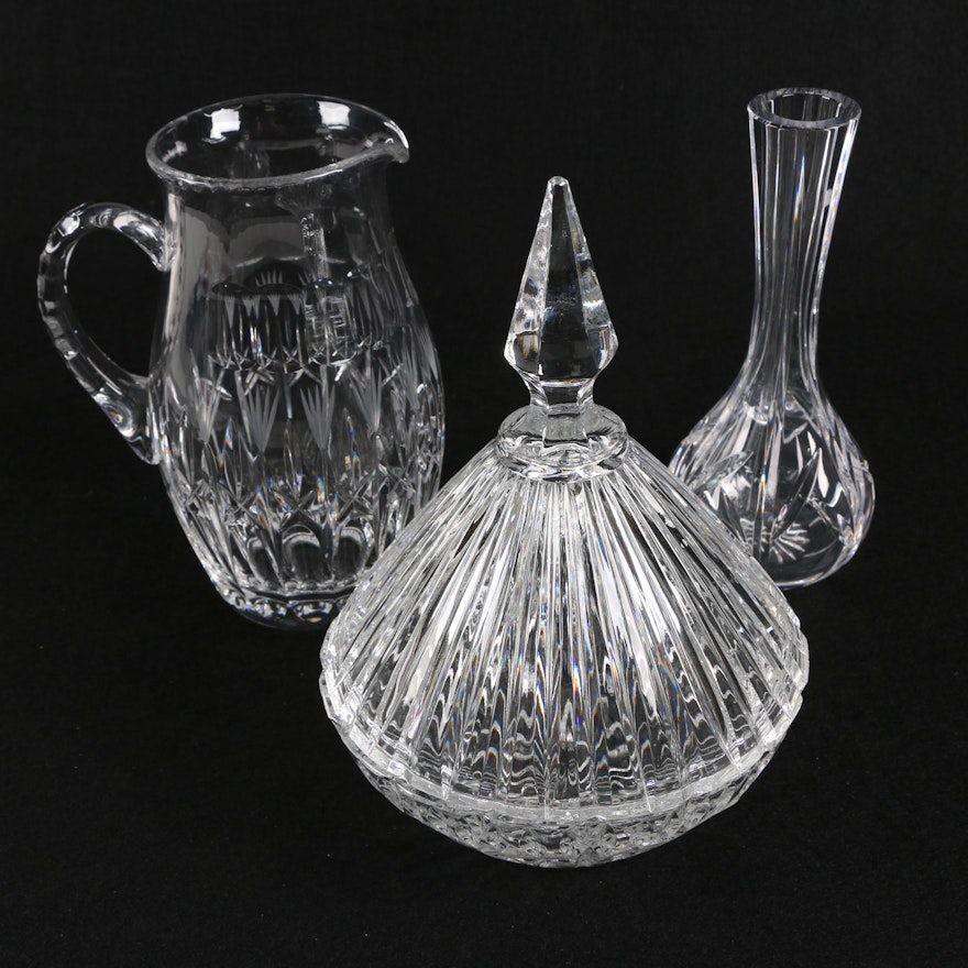Atlantis Vase and Rovelli Lidded Bowl with Crystal Pitcher