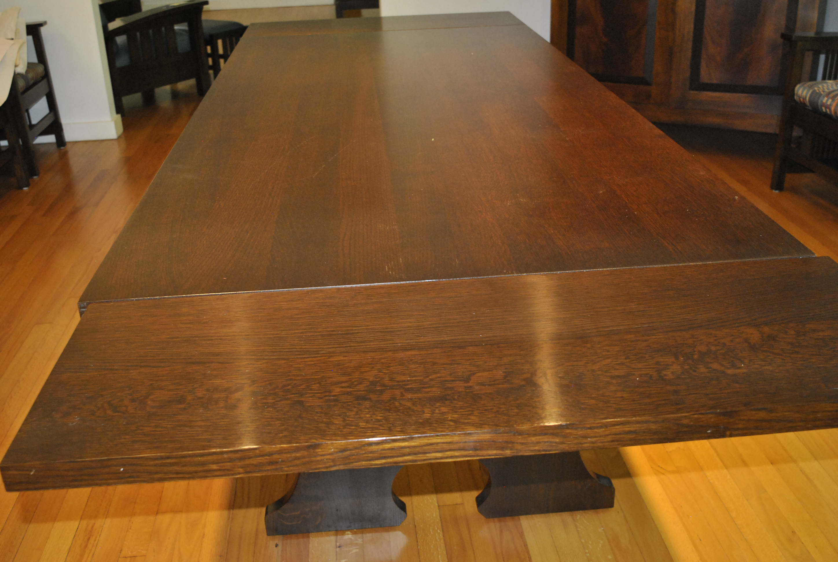 Stickley "Mission" "Keyhole Trestle Table" Oak Dining Table