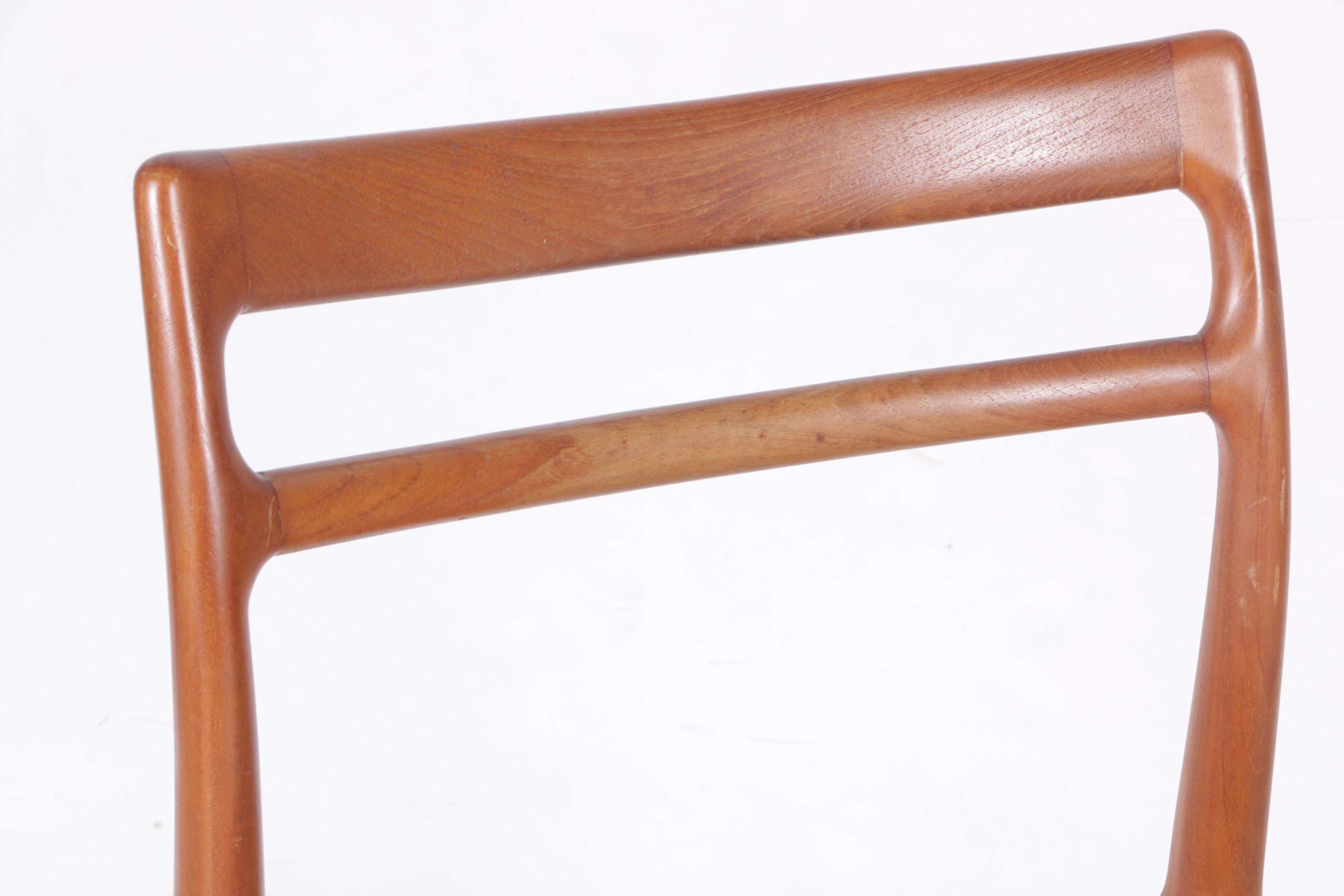 Danish Modern Style Teak Side Chair with Woven Seat