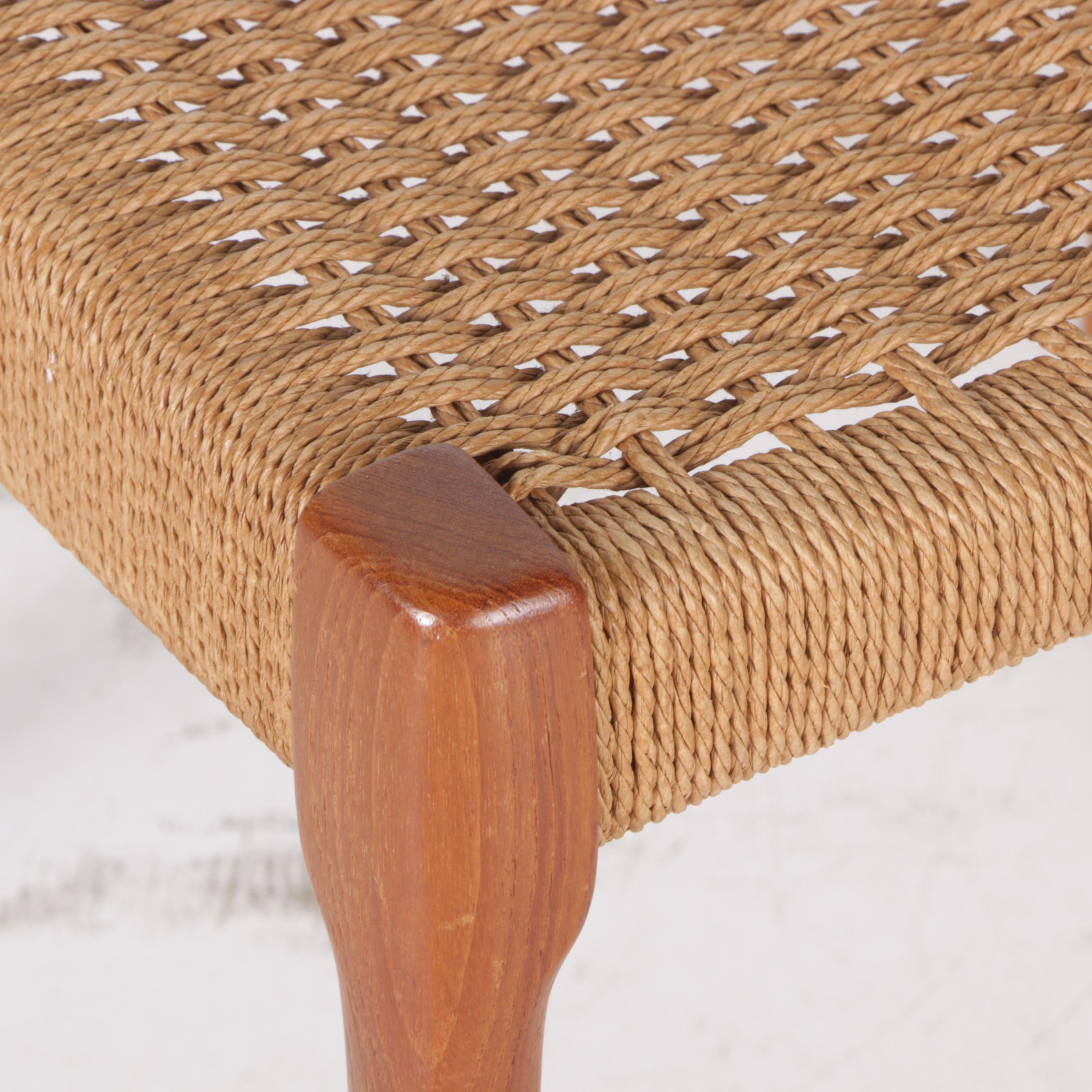 Danish Modern Style Teak Side Chair with Woven Seat