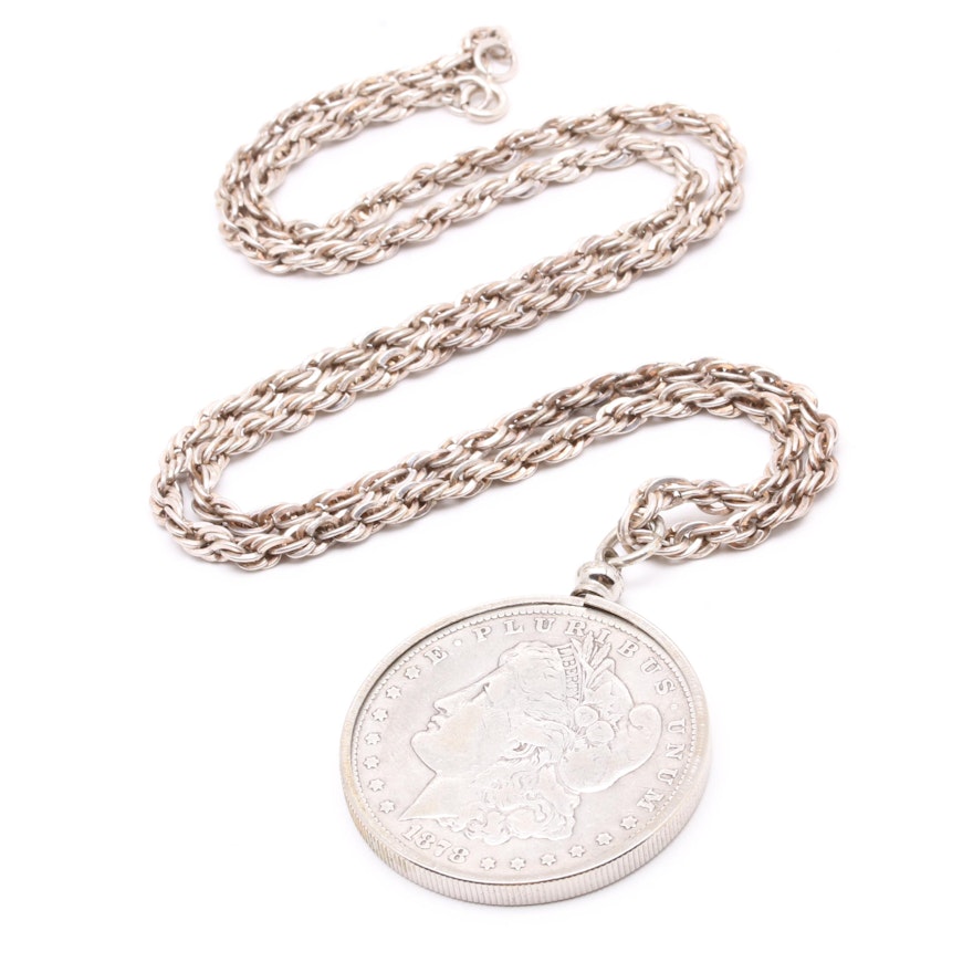 Sterling Silver 1878 Silver Morgan Dollar Pendant Necklace