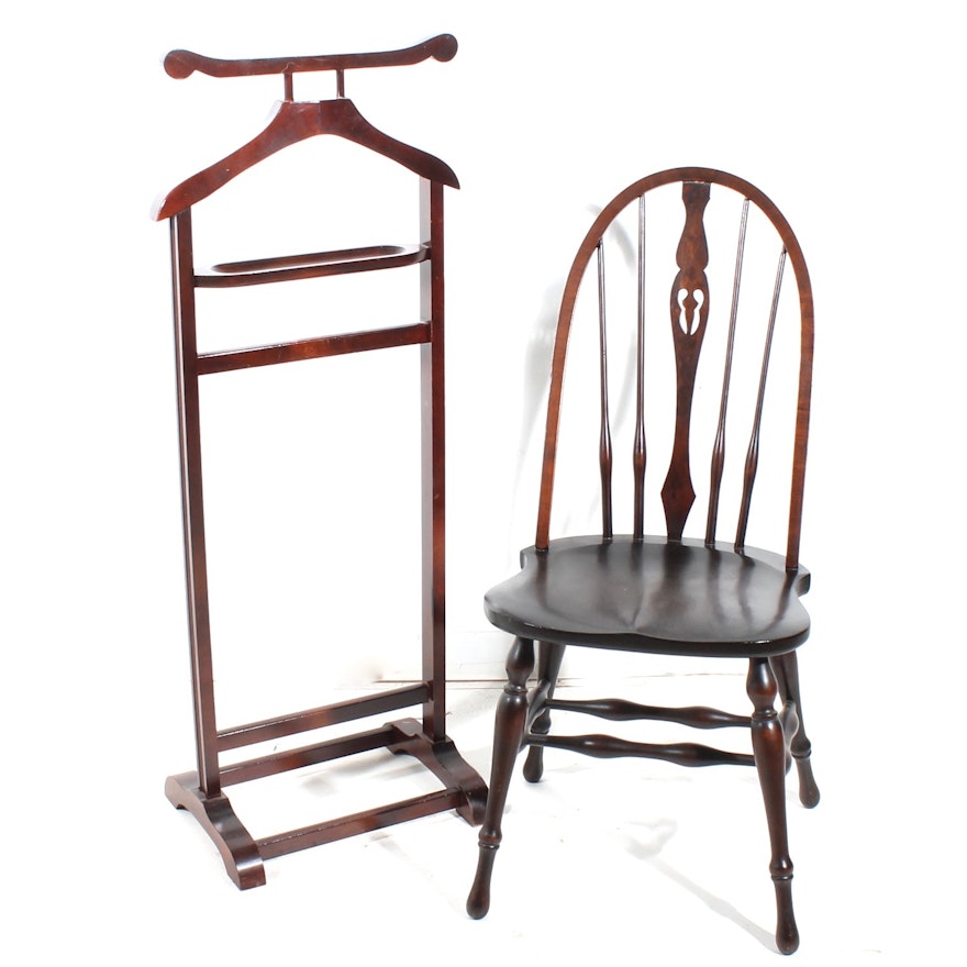 Vintage Wood Chair and Dressing Valet